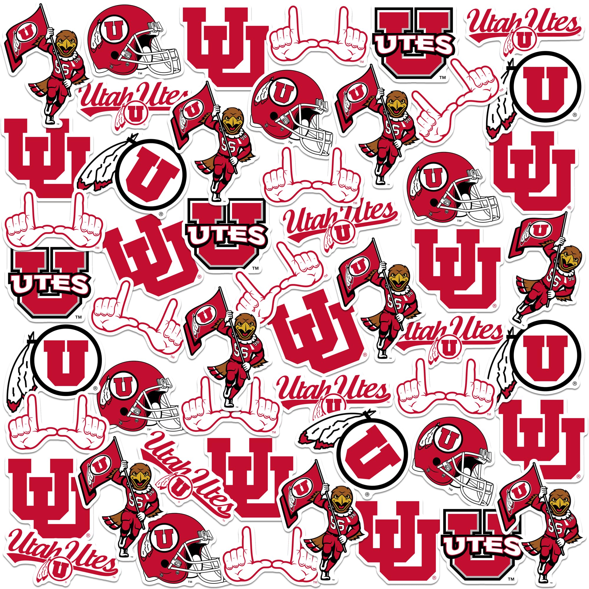 University Of Utah Mixed 50Ct Vinyl Large Deluxe Stickers Variety Pack   Laptop, Water Bottle, Scrapbooking, Tablet, Skateboard,