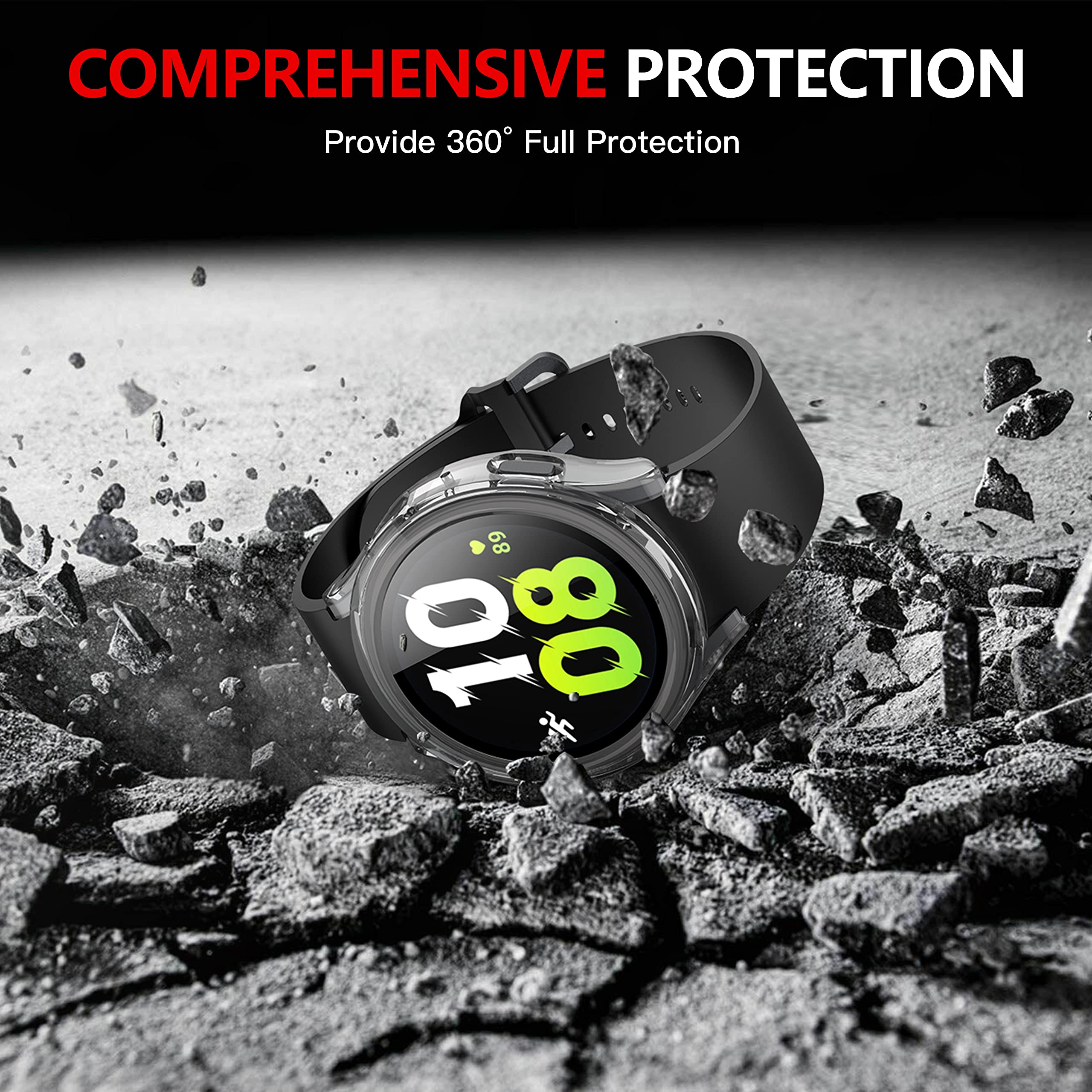 Misxi 2 Pack Hard Pc Case With Screen Protector For Samsung Galaxy Watch 5 Galaxy Watch 4 44Mm, Ultra Thin Scratch Resistant Cov