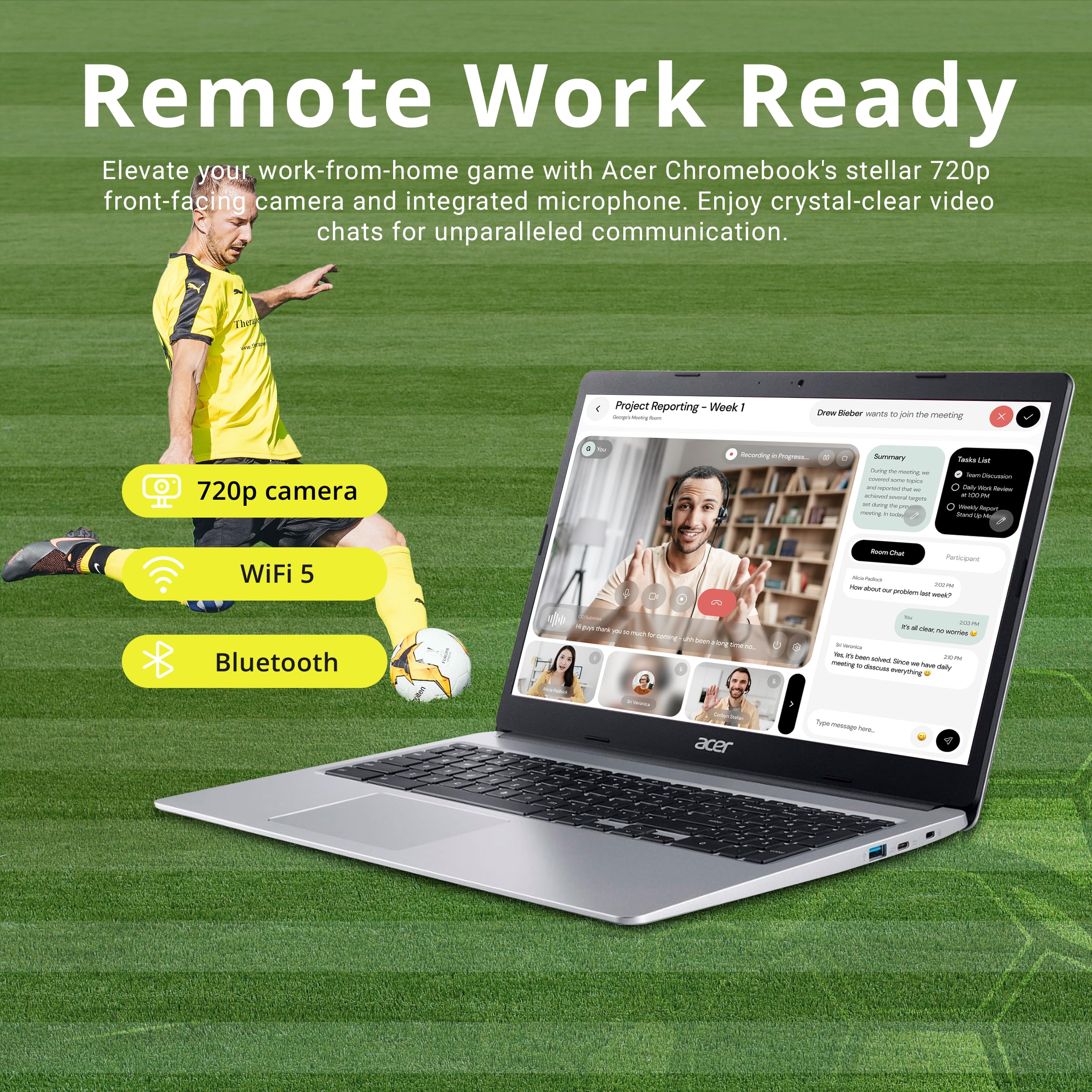 Acer Chromebook 315, 15.6'' Hd Display, Intel Celeron N4020, 4Gb Lpddr4, 64Gb Emmc, Intel Uhd Graphics 600, Number Pad, 720P Hd