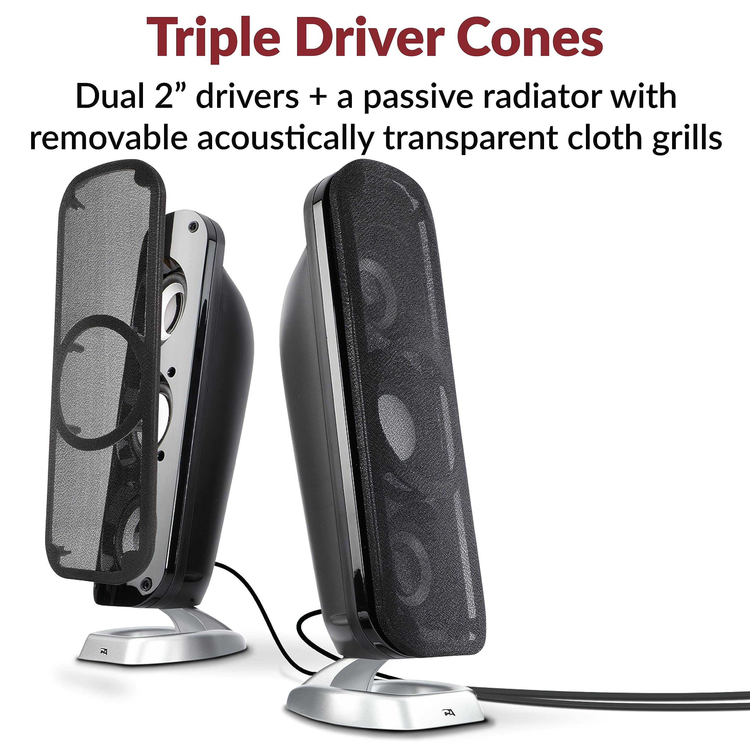 Cyber Acoustics Ca 3908 2.1 Multimedia Speaker System With Subwoofer, 92 Watts Peak Power, Deep Bass, Perfect For Music, Movies,