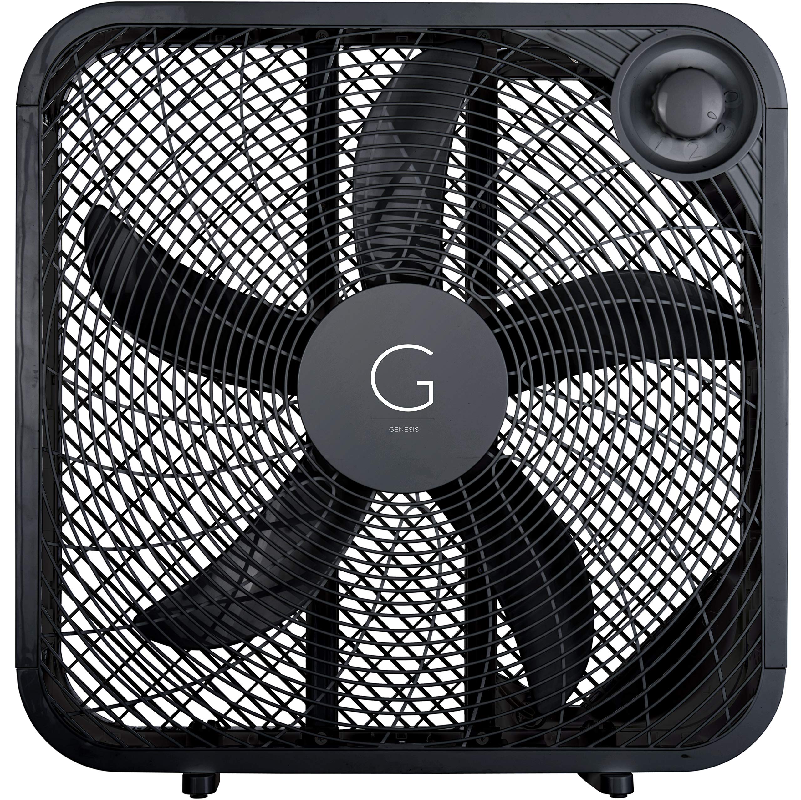 Genesis 20'' Box Fan, 3 Settings, Max Cooling Technology, Carry Handle, Black (G20Box Blk)