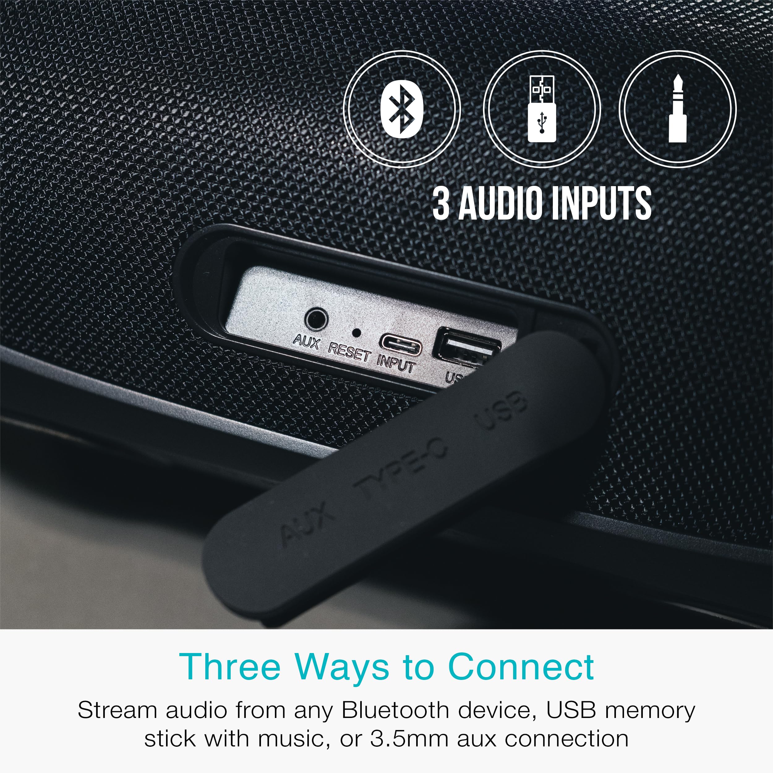 Mee Audio Partyspkr Bluetooth Wireless Speaker, Powerful 60W Rms Stereo Sound, 2 Subwoofers, Portable Speaker For Outdoor, Campi