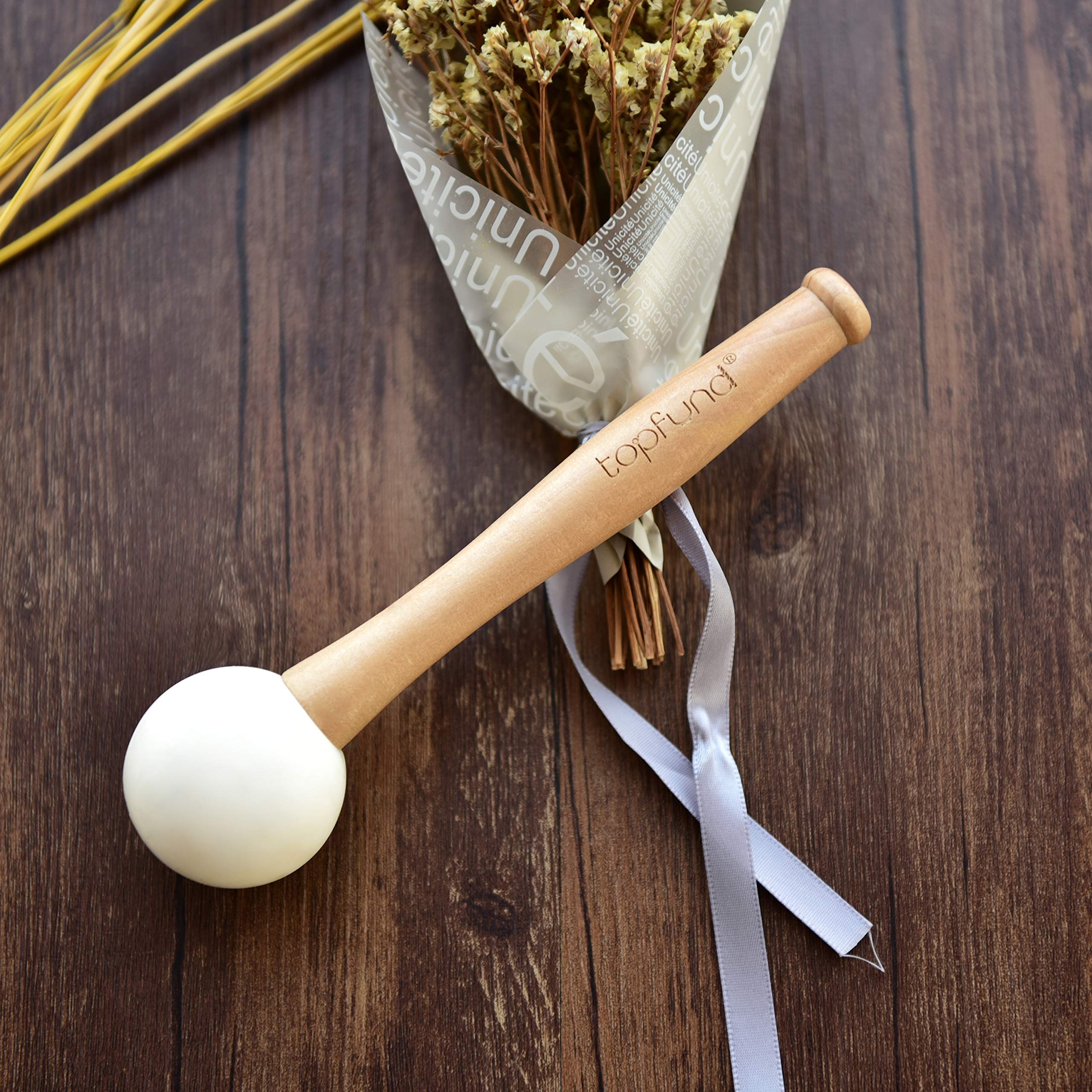 Topfund Crystal Singing Bowl Rubber Mallet With Bundle Pocket For Singing Bowls Playing