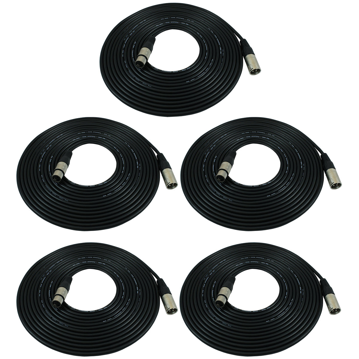 Gls Audio 25Ft Mic Cable Patch Cords   Xlr Male To Xlr Female Black Microphone Cables   25' Balanced Mike Snake Cord   5 Pack