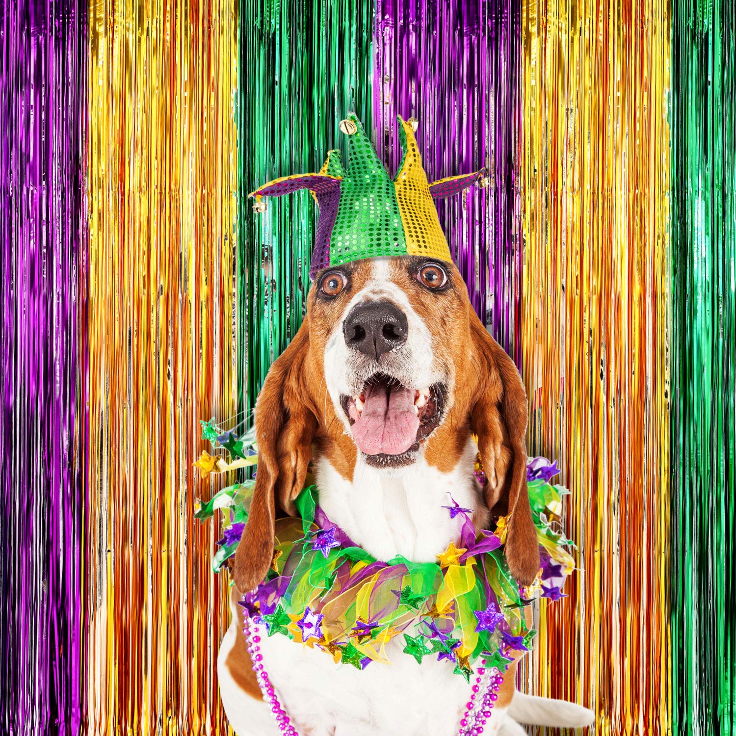 Sumind 4 Pack Mardi Gras Foil Curtains Metallic Fringe Curtains Shimmer Curtain For Birthday Wedding Party Mardi Gras Party Deco