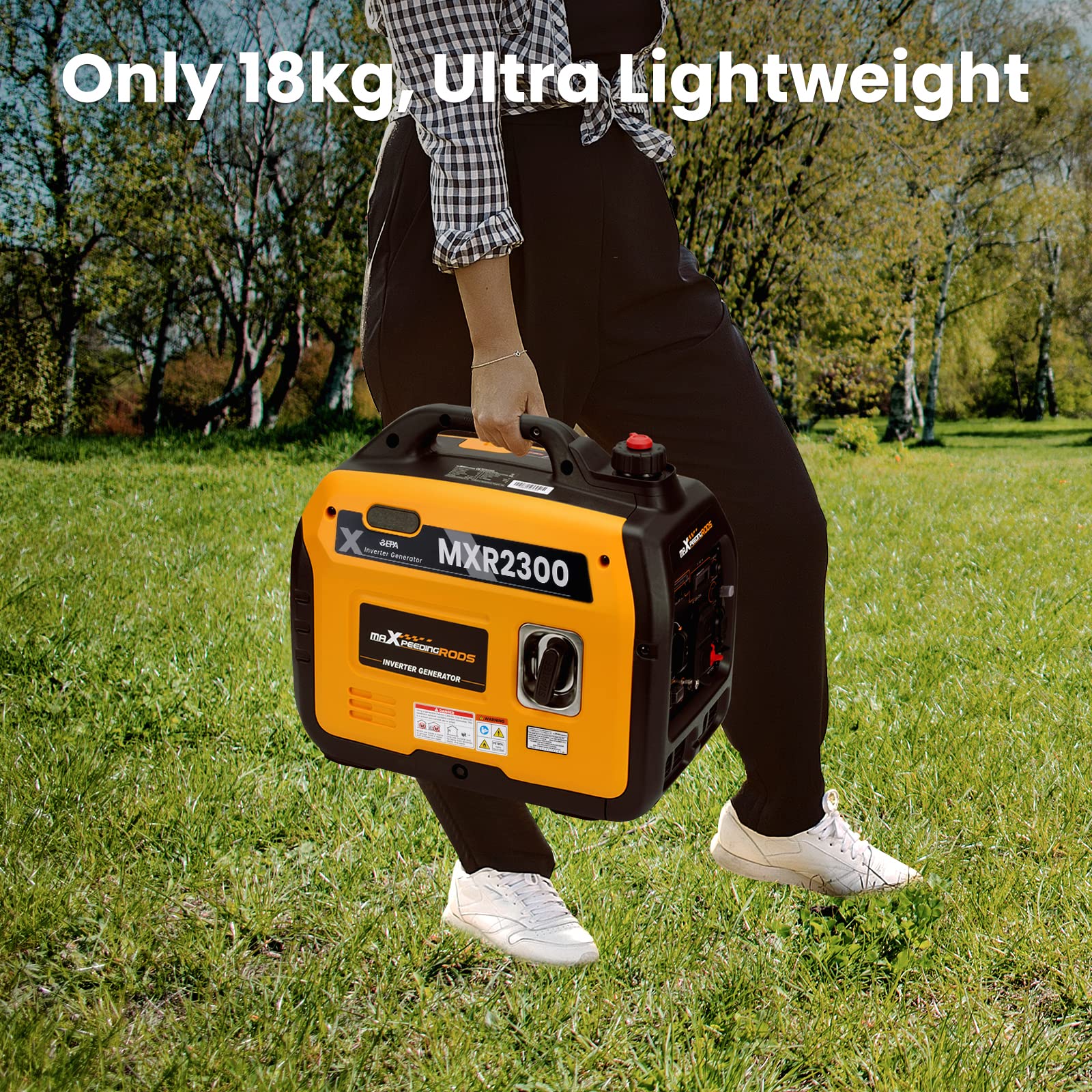 Maxpeedingrods 2300W Portable Inverter Generator,40Lbs,Gas Powered,Quiet Generator,Backup Power Supply For Outdoor Camping Rv Re