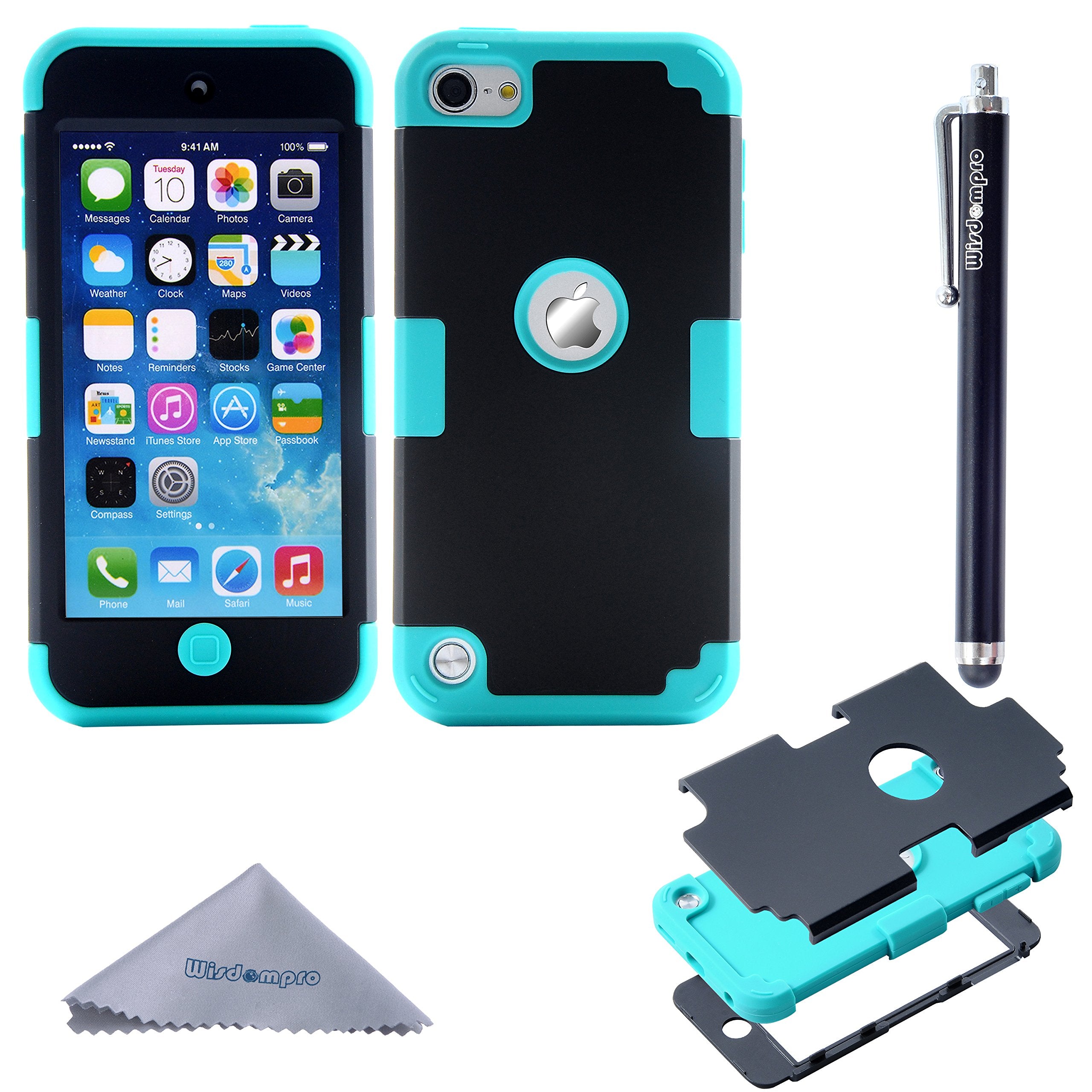 Wisdompro Case For Ipod Touch 7, For Ipod Touch 6, For Ipod Touch 5, 3 In 1 Hybrid Soft Silicone And Hard Pc Protective Case Cov