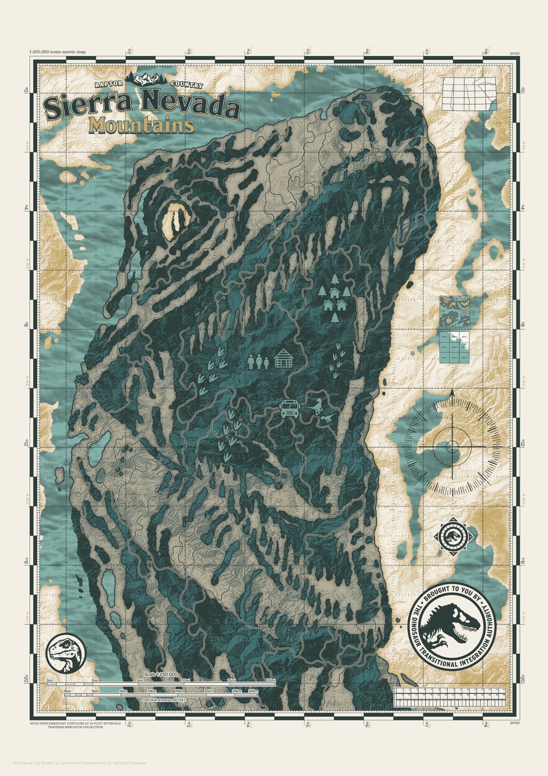 FANATTIK JURASSIC WORLD - Nevada Moutains - Art Print - Edition Limit  e A3
