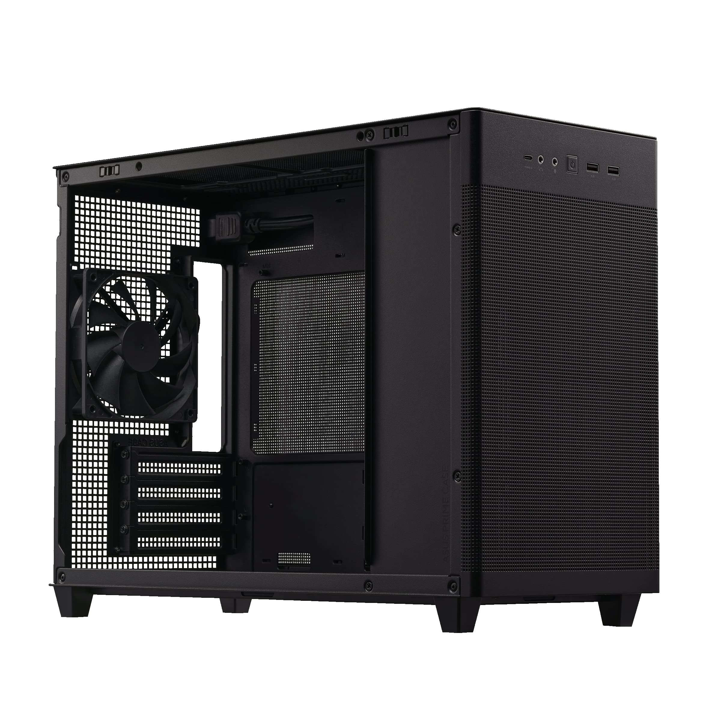 Asus Prime Ap201 33-Liter Micro Atx Black Pc Case With Tool-Free Side Panels And A Quasi-Filter Mesh, With Support For 360 Mm Co
