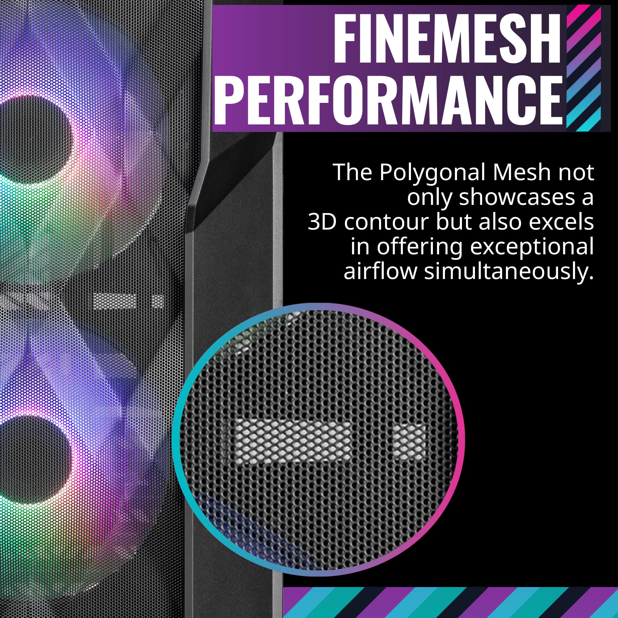 Cooler Master Td500 Mesh V2 Airflow Atx Mid-Tower Case, Polygonal Mesh, Crystalline Tempered Glass, Removable Top Panel, 3X Cust