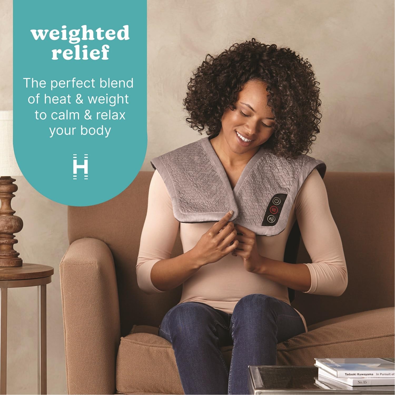 Homedics Vibration Heated Shoulder Massager Wrap, Comfort Pro Elite, Soft Fabric, Tension Relief, 2 Speeds & Styles, Long, Nms 4