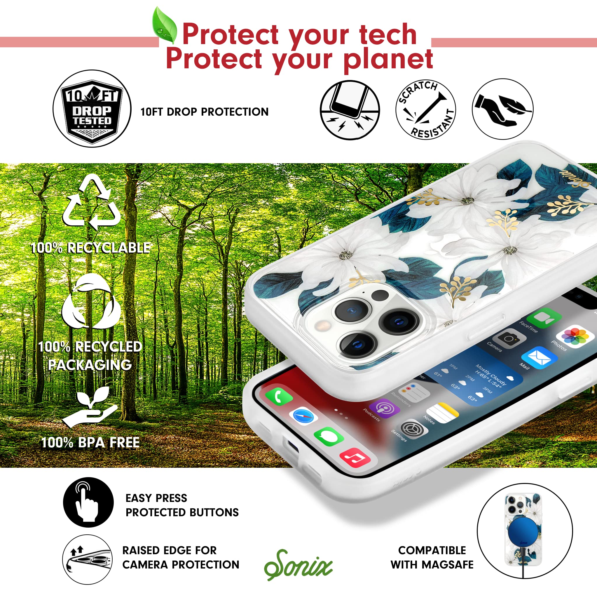 Sonix | Compatible With Magsafe Iphone 13 Pro Case Floral | 10Ft Drop Tested | Delilah Flower