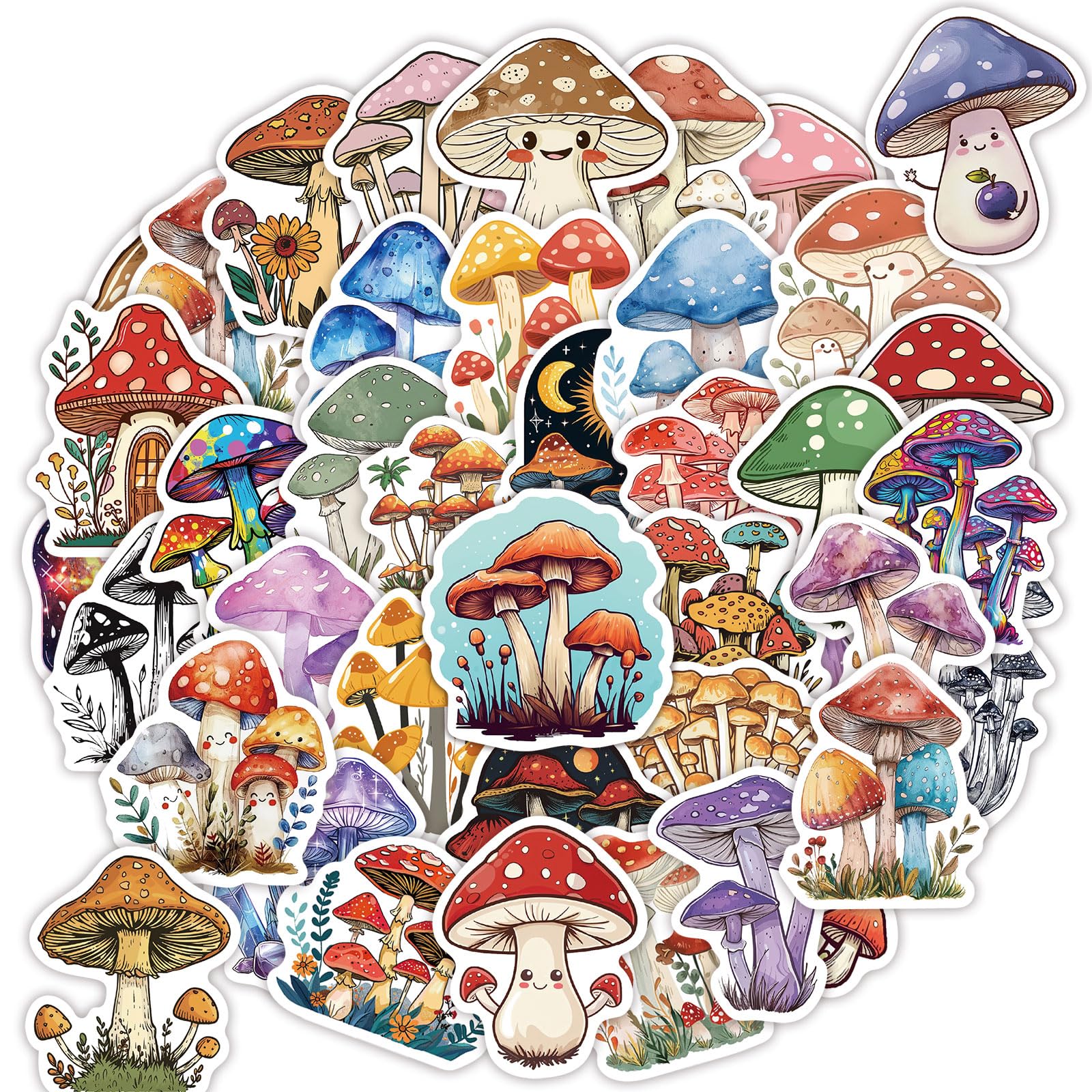 100 Pcs Mushroom Stickers Aesthetic, Cute Stickers Mushroom Decor Party Favors For Kids Teens Adults, Vinyl Waterproof Stickers 