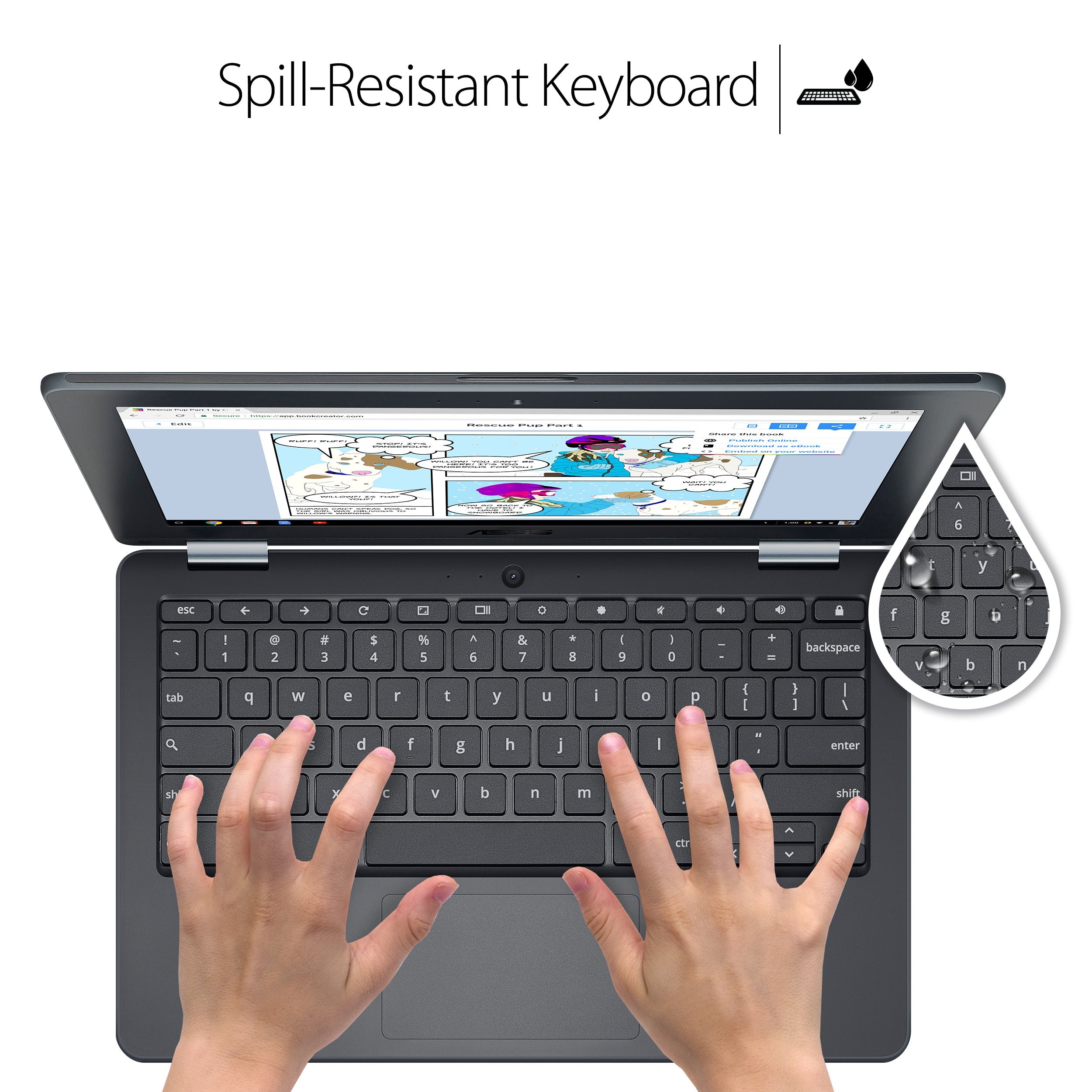 Asus Chromebook Flip C213Sa Ys02 11.6 Inch Ruggedized & Spill Proof, Touchscreen, Intel Dual Core Apollo Lake N3350 , 4Gb Ddr4 R