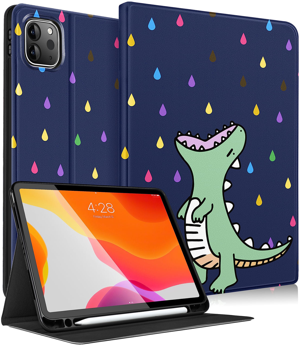 Uppuppy For Ipad Air 11 Inch Case, Air 5Th/4Th Generation 10.9, Pro 11'' Case Cute Kids Women Girls Folio Dinosaurs With Apple P