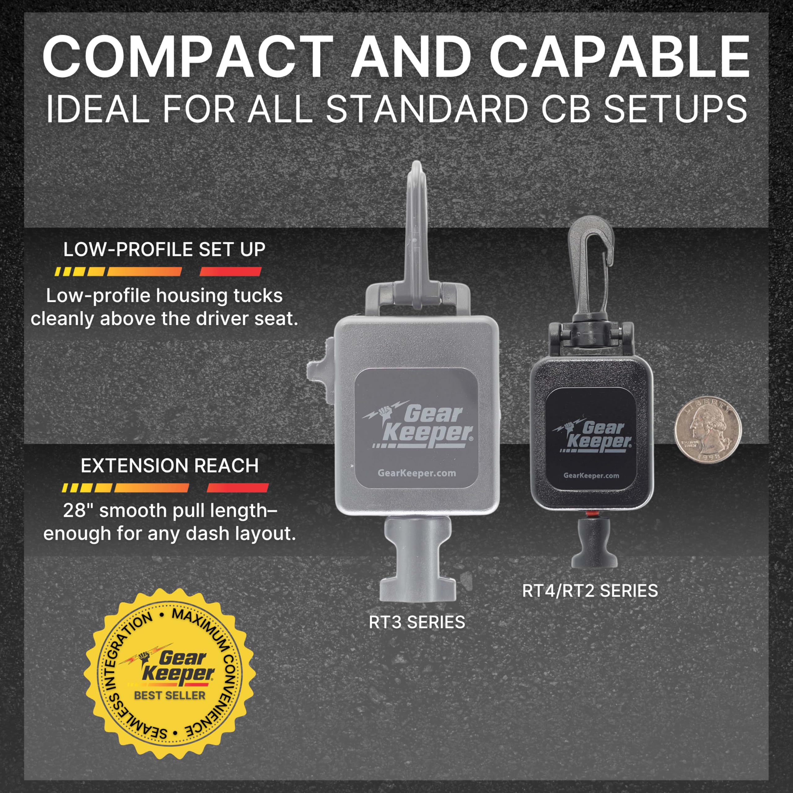 Hammerhead Industries Gear Keeper Cb Mic Keeper Retractable Microphone Holder Rt2 4212   Heavy Duty Snap Clip Mount, Adjustable