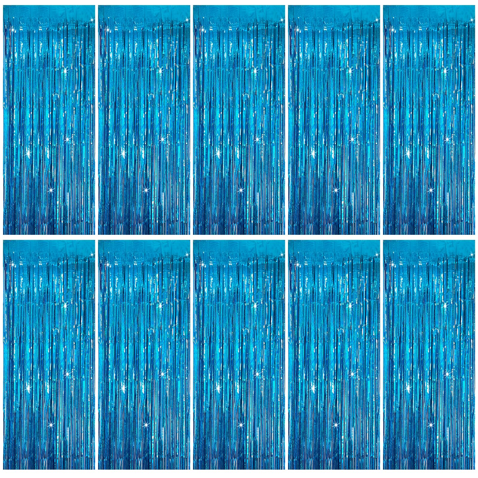Tinsel Curtain Party Backdrop Blue Birthday Party Decorations 10 Packs Glitter Foil Fringe Curtain Party Decor Streamers Photo B
