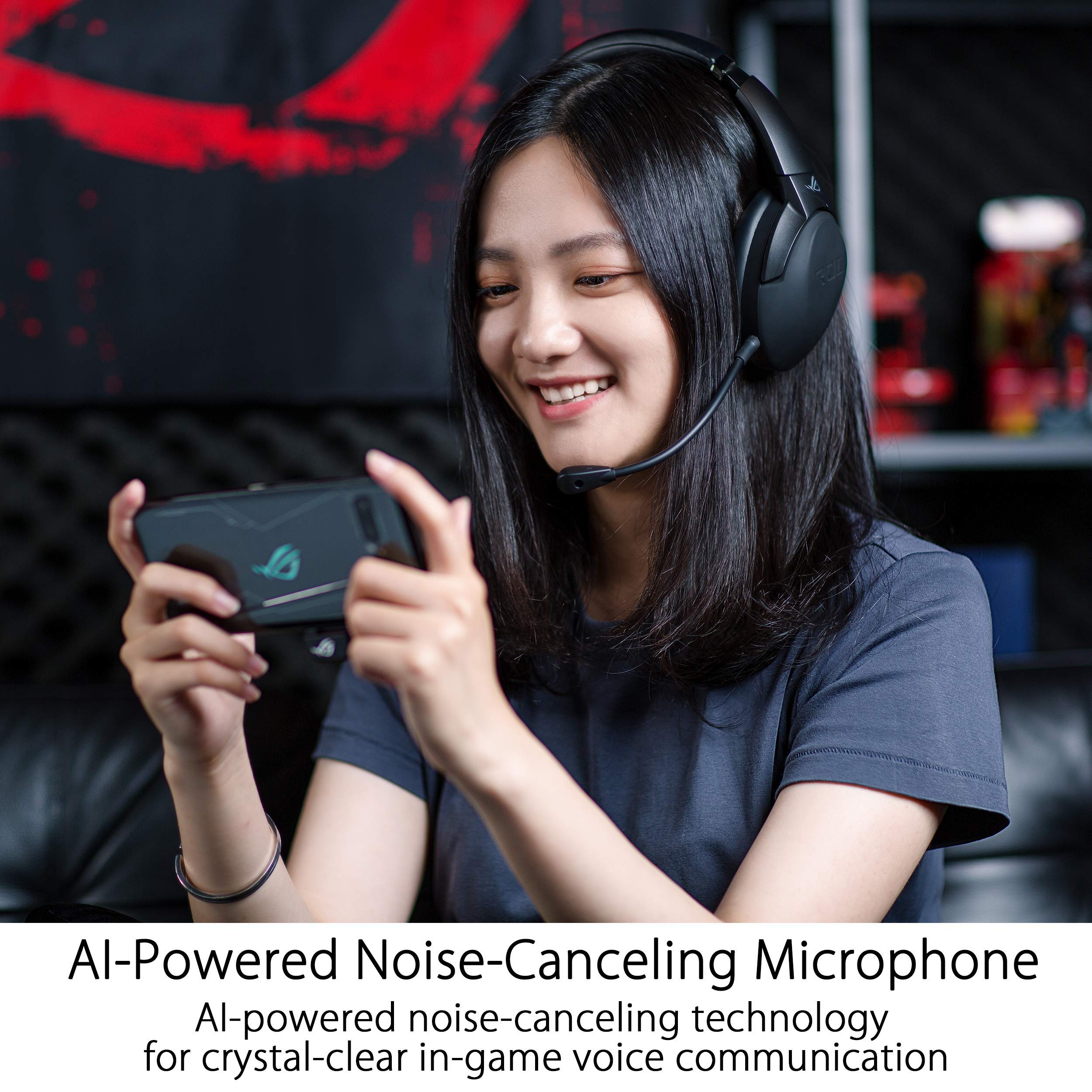 Asus Rog Strix Go Gaming Headphones With Usb C Adapter | Ai Powered Noise Cancelling Microphone | Over Ear Headphones For Pc, Ma