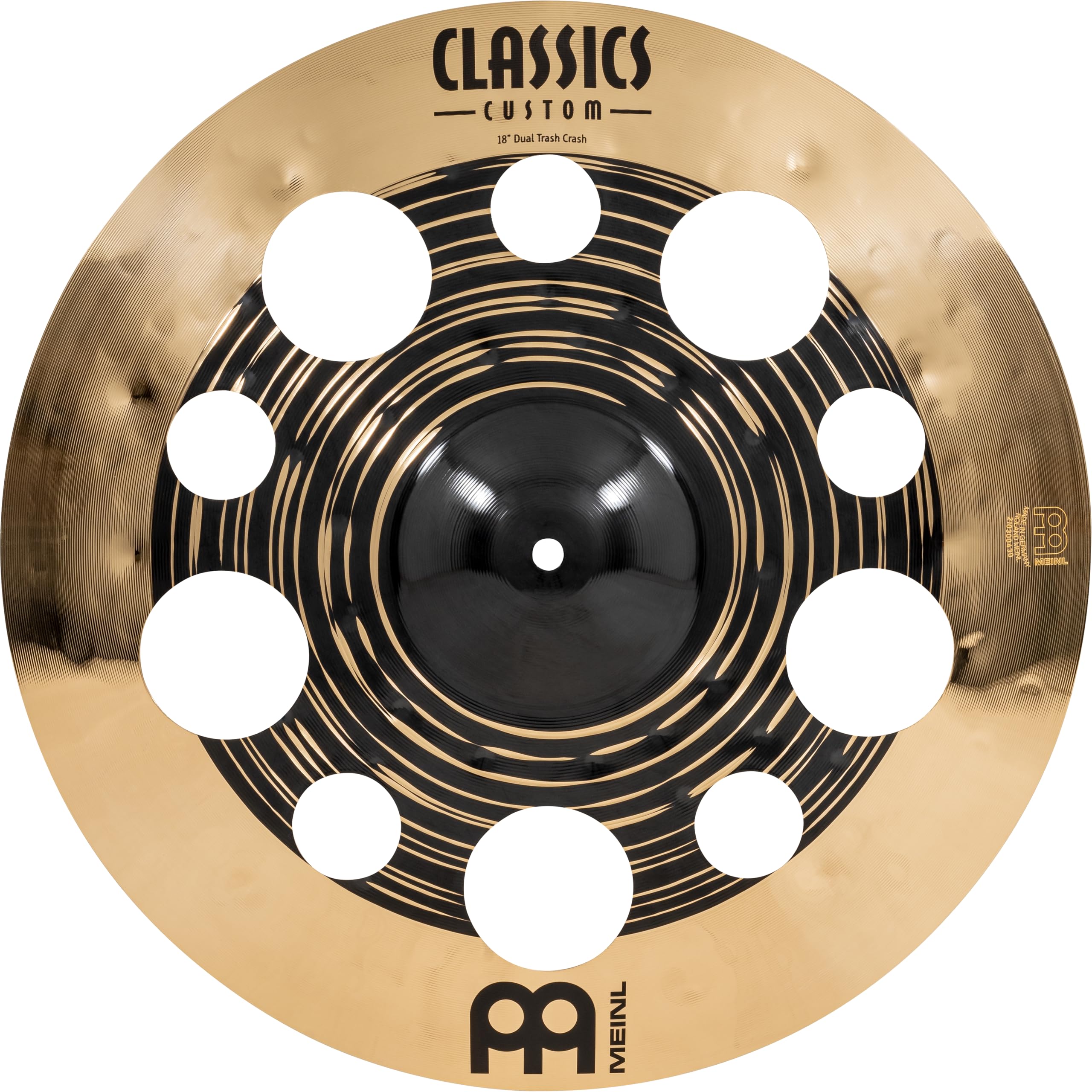 Classics Custom Dual 18 Trash Crash Cymbal for Drum Set, Dark/Brilliant - MADE IN GERMANY - B12 Bronze, 2-YEAR WARRANTY