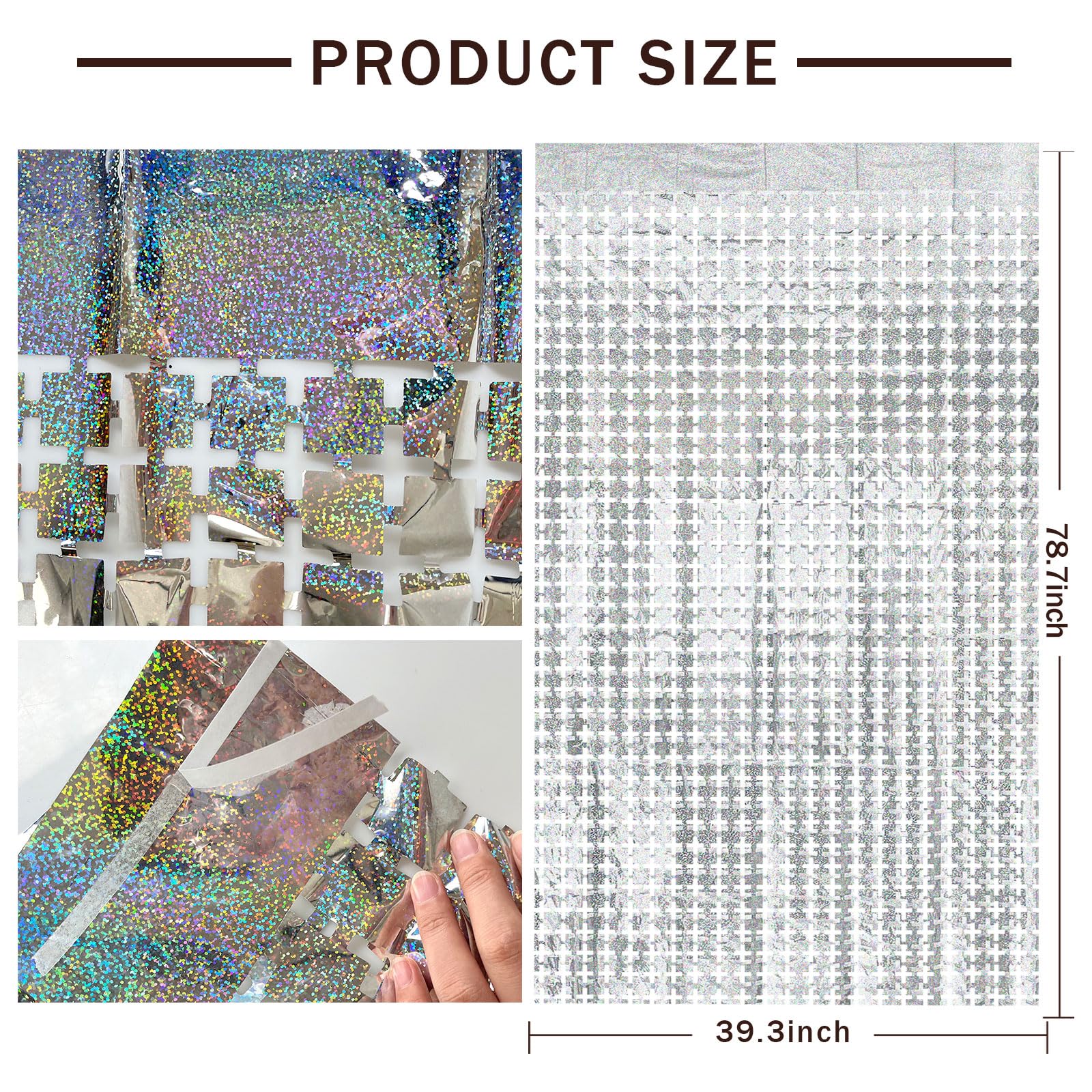 Foil Curtain Backdrop 2Pcs Silver Tinsel Foil Fringe Curtains Photo Booth Props Birthday Decorations Disco Ball Decor Bacheloret