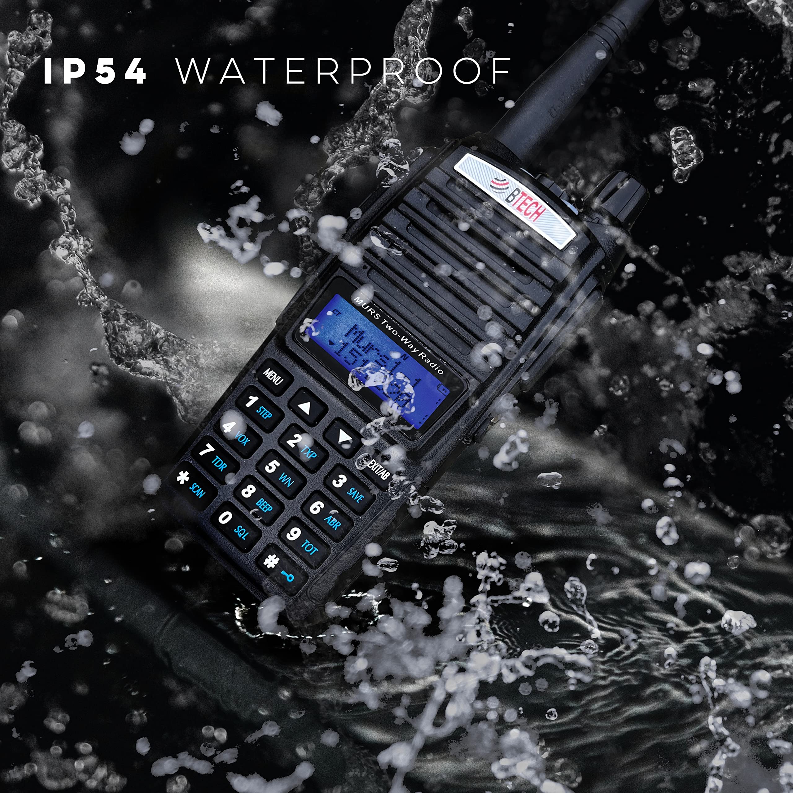 Btech Murs-V2 200 Fully Customizable Channels Murs Two-Way Radio. Usb-C Charging, Ip54 Weatherproof, Dual Band Scanning (Vhf/Uhf