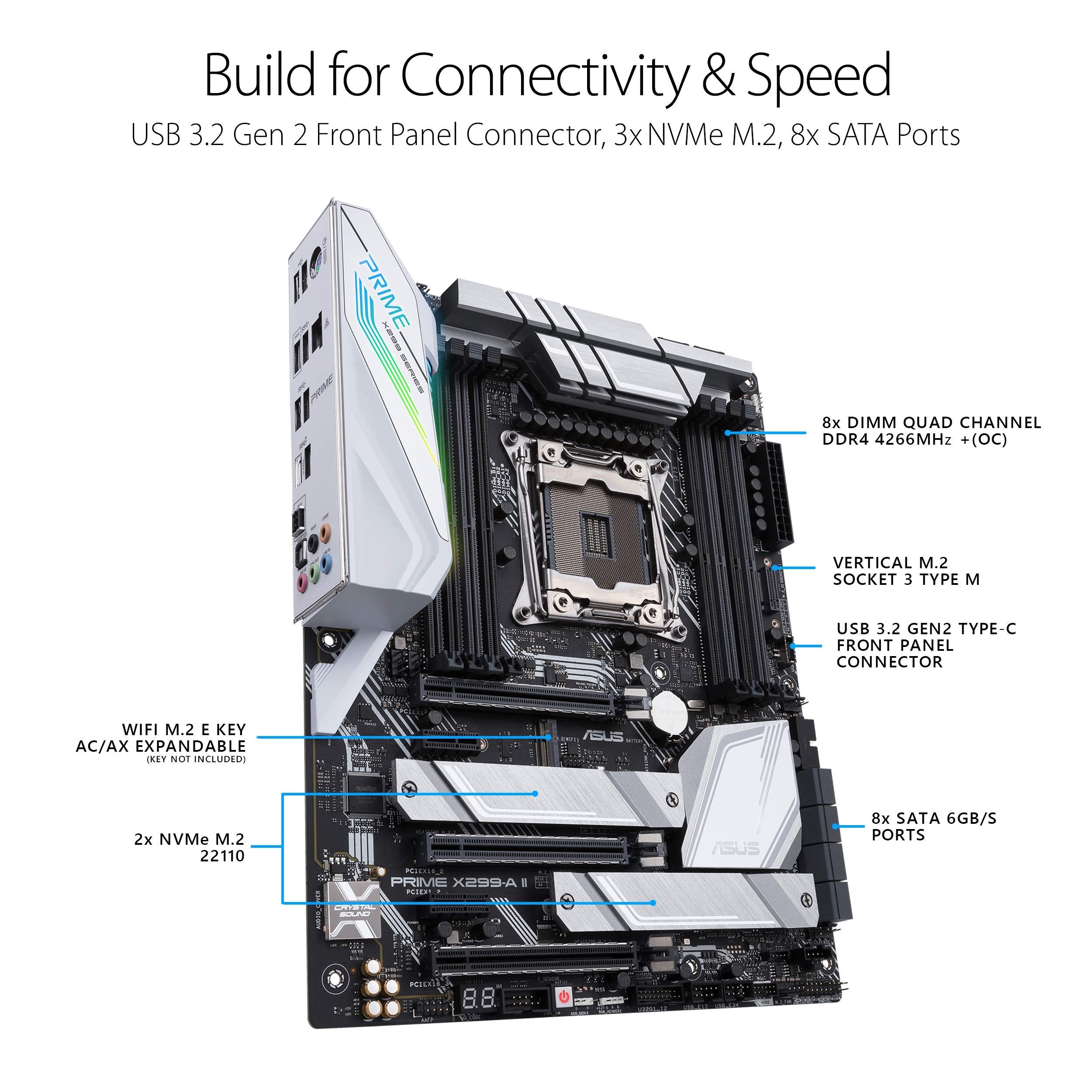 Asus Prime X299- A Ii Atx Motherboard (Intel X299) Lga 2066, 12 Ir3555 Power Stages, Ddr4 4266 Mhz, Triple M.2, Usb 3.2 Gen 2 Ty