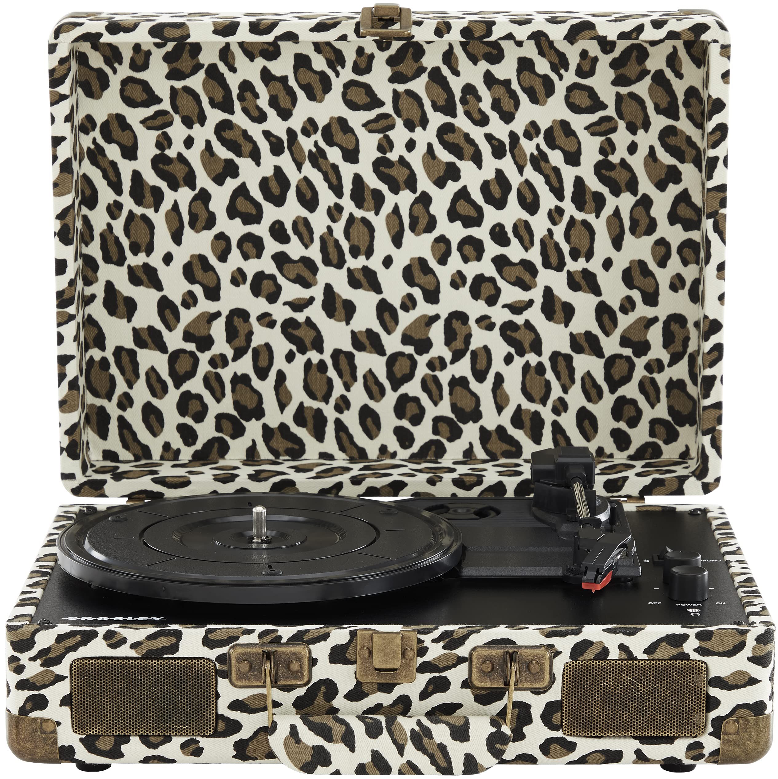 Crosley Cr8005F Lp Cruiser Plus Vintage 3 Speed Bluetooth In/Out Suitcase Vinyl Record Player Turntable, Leopard