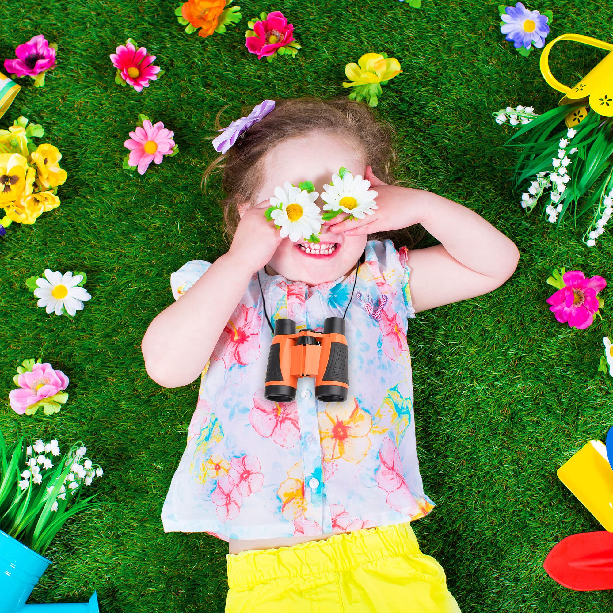 Cagemoga 4 Pieces Kids Binoculars Set Compact Binoculars For Kids Adults Mini Pocket Lightweight Binocular For Bird Watching Out