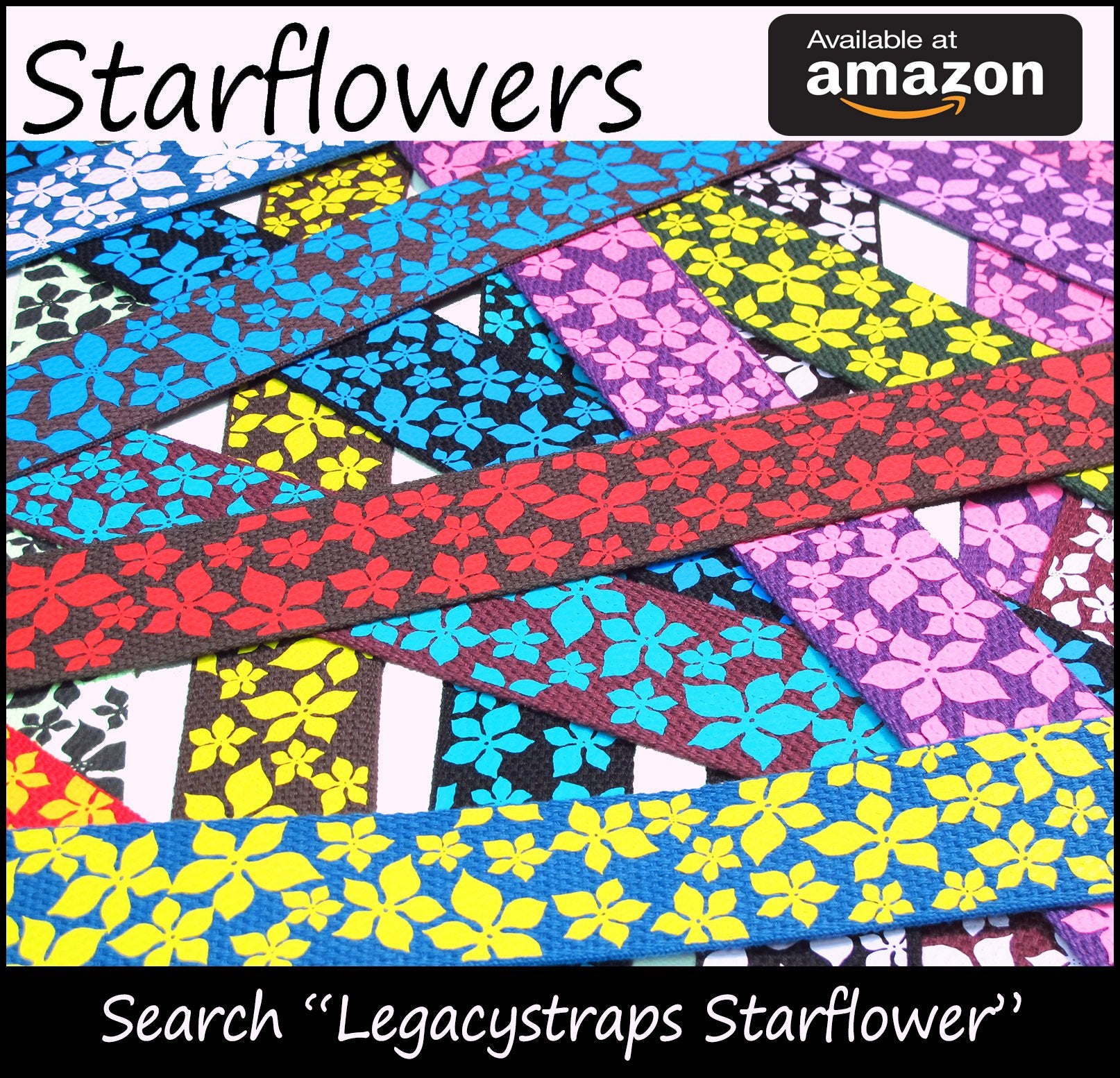 Legacystraps Girls Flower Guitar Strap   2'' Cotton With Hot Pink Daisy Flowers On Chocolate Daisy Collection Volume 2 Pinks