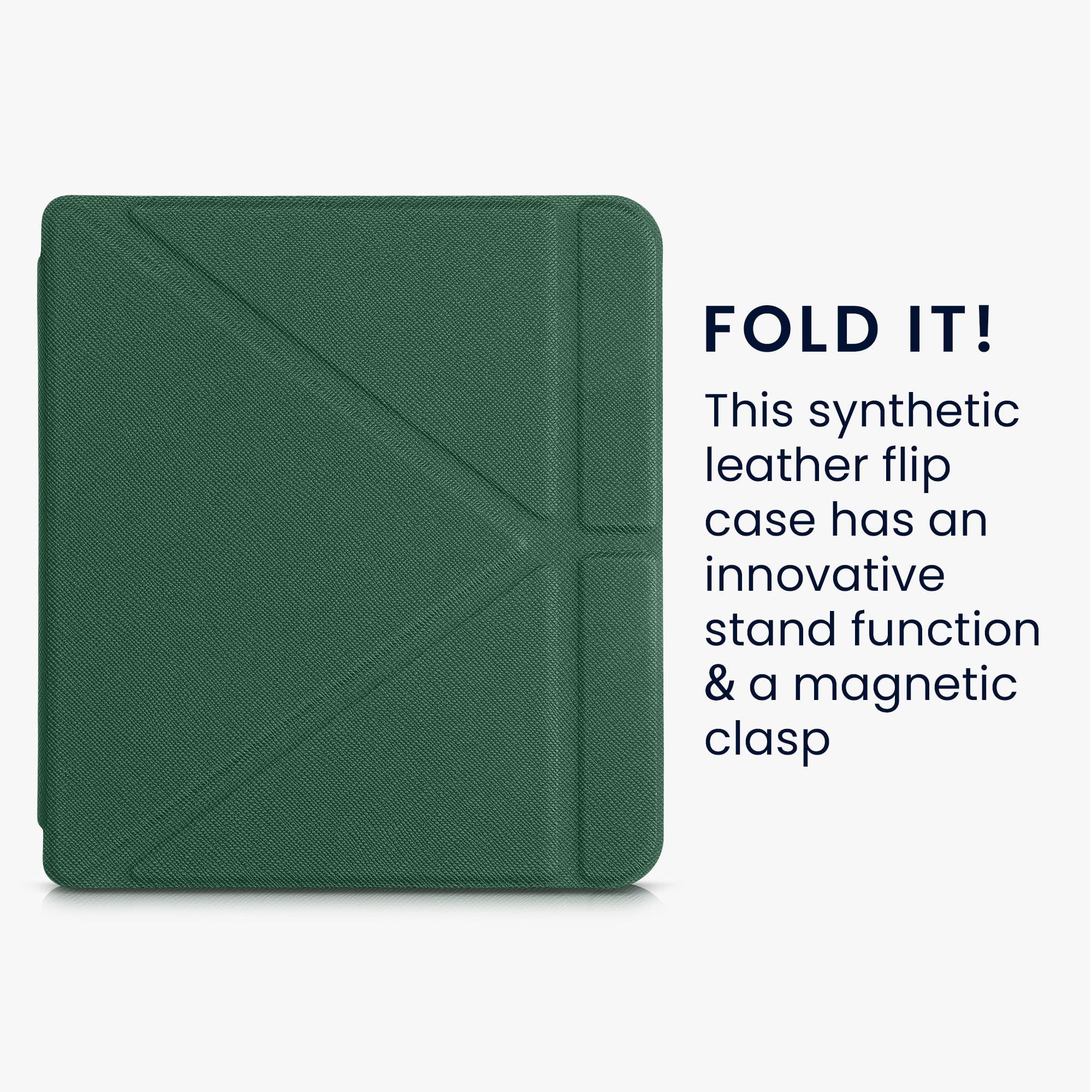 Kwmobile Origami Case Compatible With Kobo Libra 2 Case   Slim Pu Leather Cover With Stand   Dark Green
