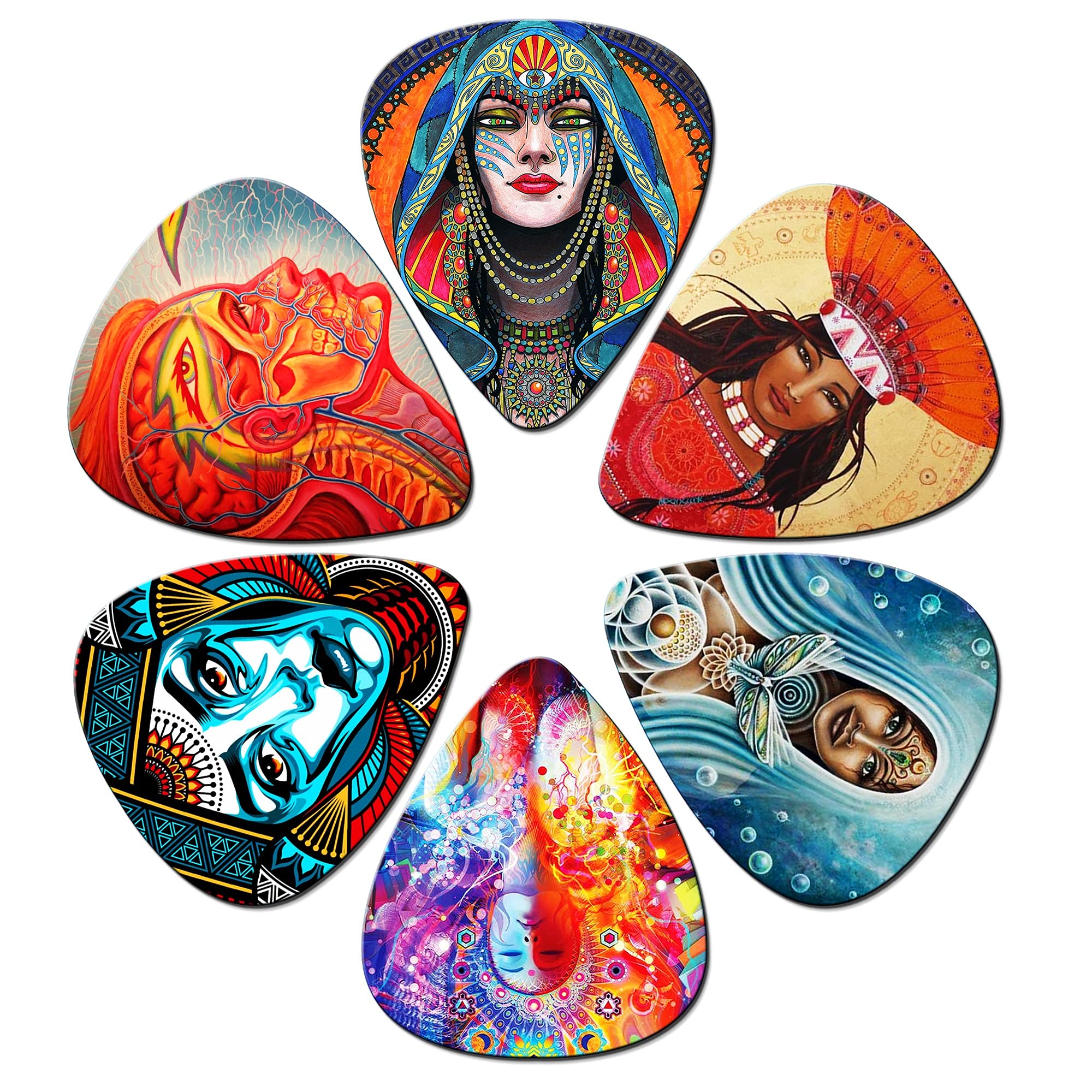 Thivenny Guitar Picks 24 Medium Pack With Tin Box,Unique Artistic Celluloid Guitar Pick For Bass Electric Guitar Acoustic Guitar