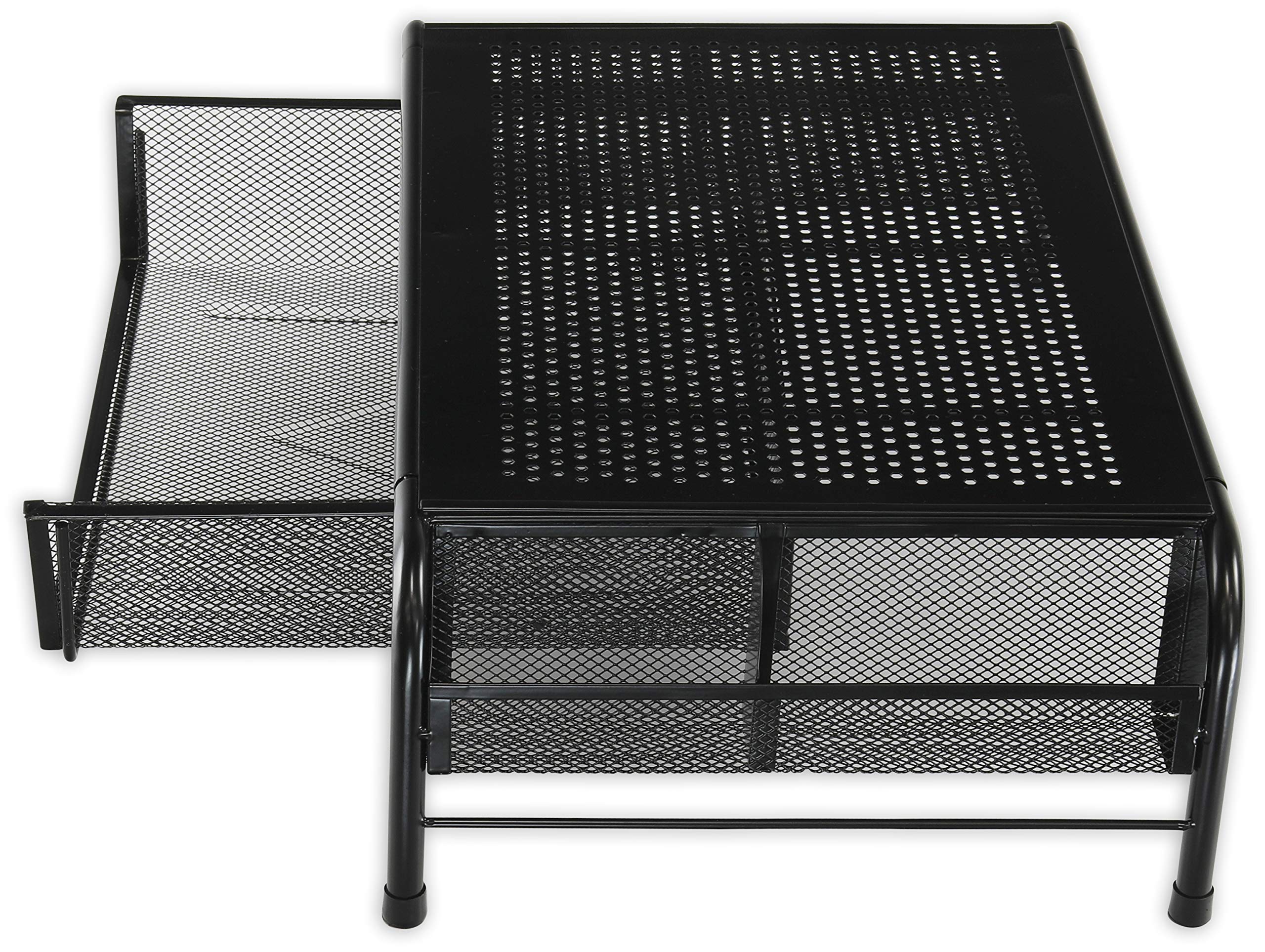 Simple Houseware Metal Desk Monitor Stand Riser With Organizer Drawer