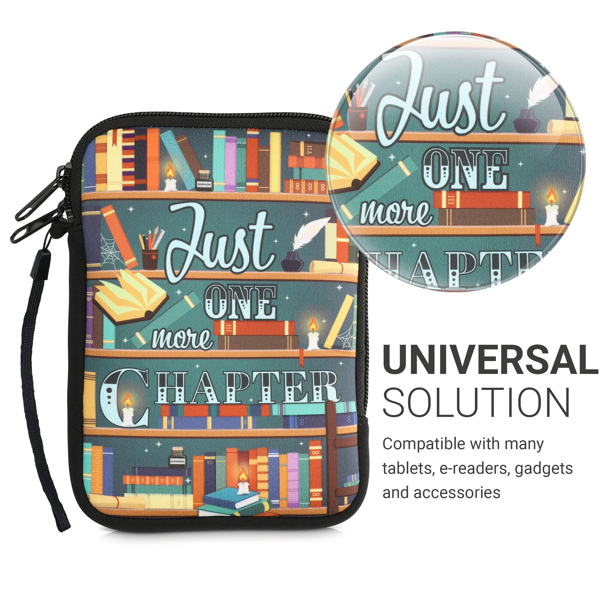 Kwmobile Neoprene E Reader Pouch Size 6'' Ereader   Universal Ebook Sleeve Case With Zipper, Wrist Strap   Multicolor