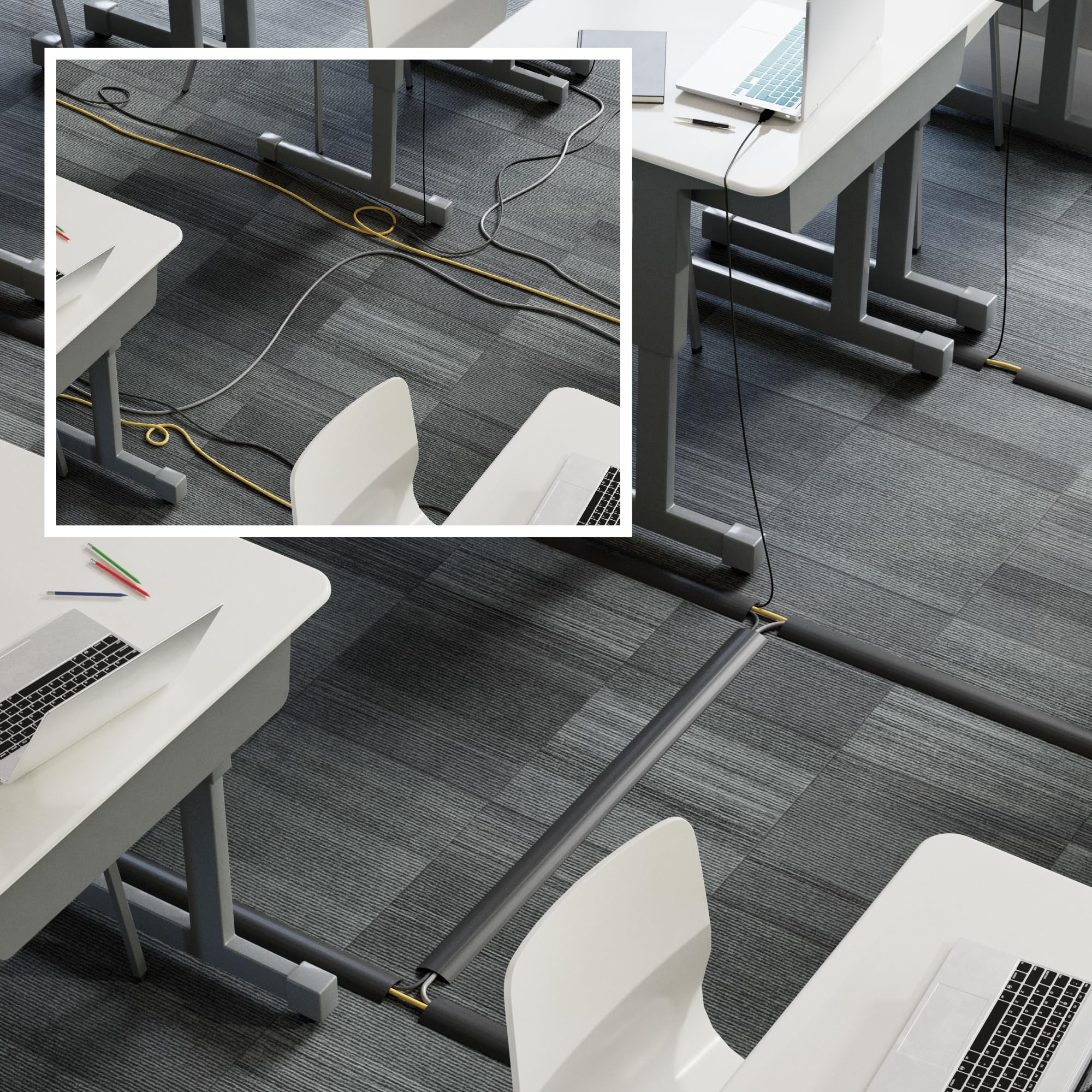D Line Cc 1 Light Duty Floor Cord Cover/Cable Protector | Protect Cords And Prevent A Trip Hazard | 6 Foot Length | Cable Cavity