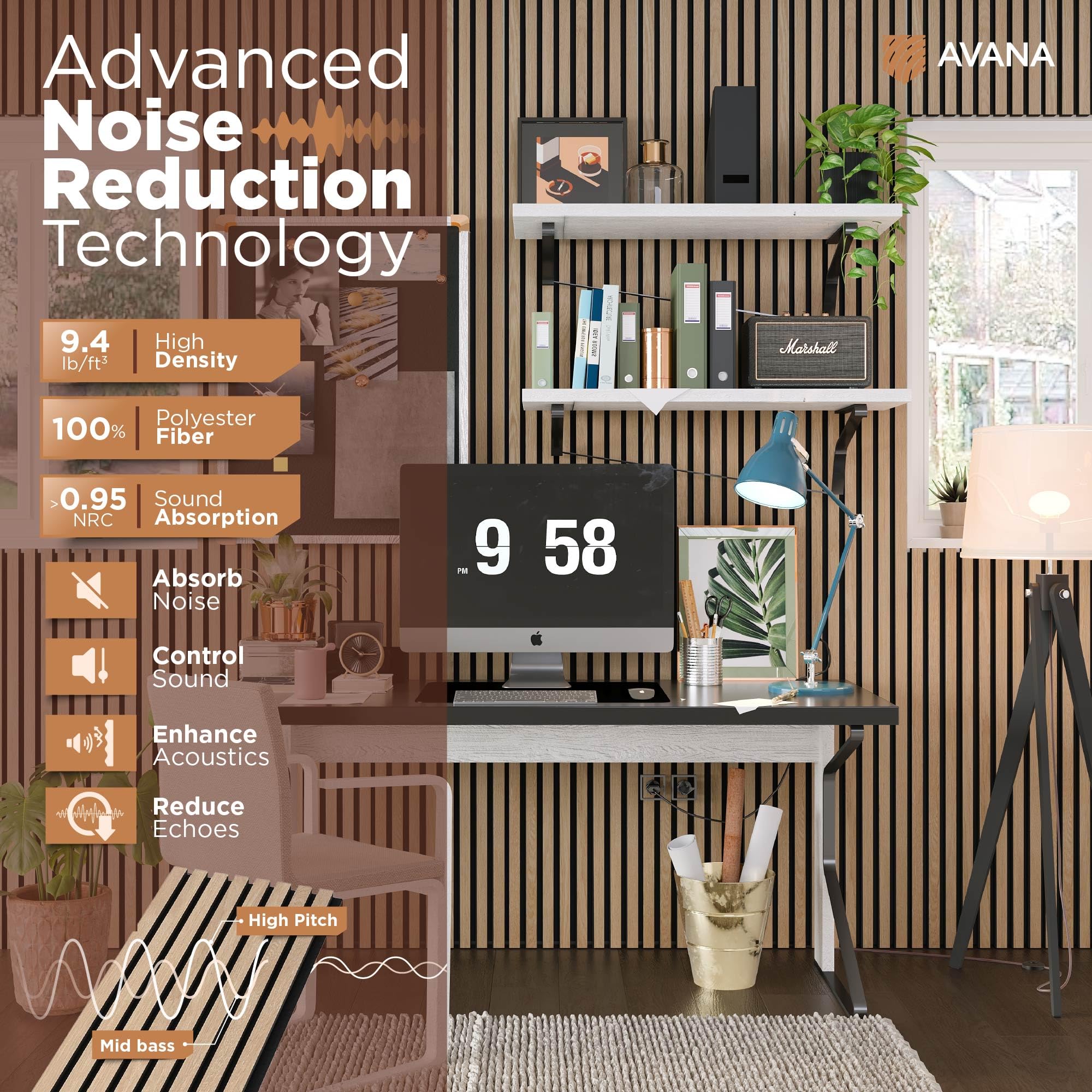 Avana Acoustic Wood Wall Panels   47.2 X 12.6 Inch White Oak Acoustic Panels 1 Pc   Wall Panels For Interior Wall Decor For Home