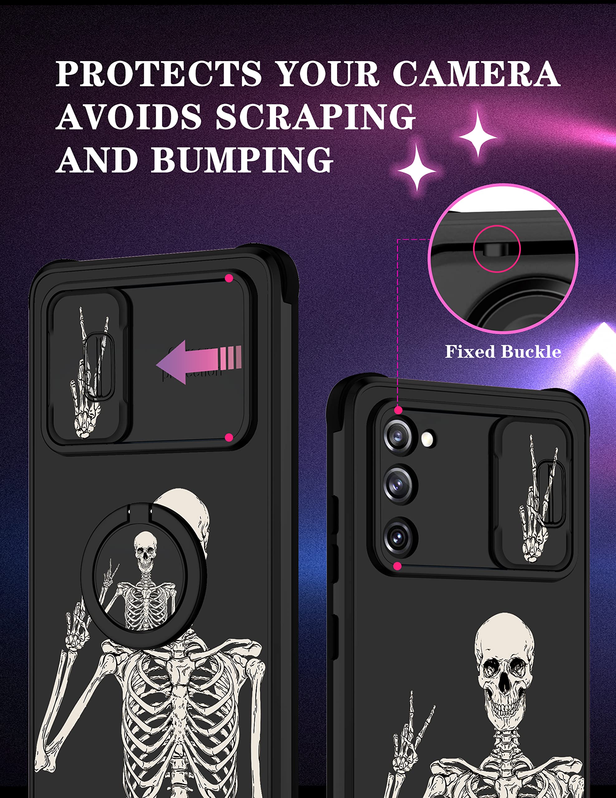 Goocrux [2In1 For Samsung Galaxy S20 Fe 5G Case Skull Skeleton For Women Girls Cute Gothic Phone Cover Ghost Horror Design With