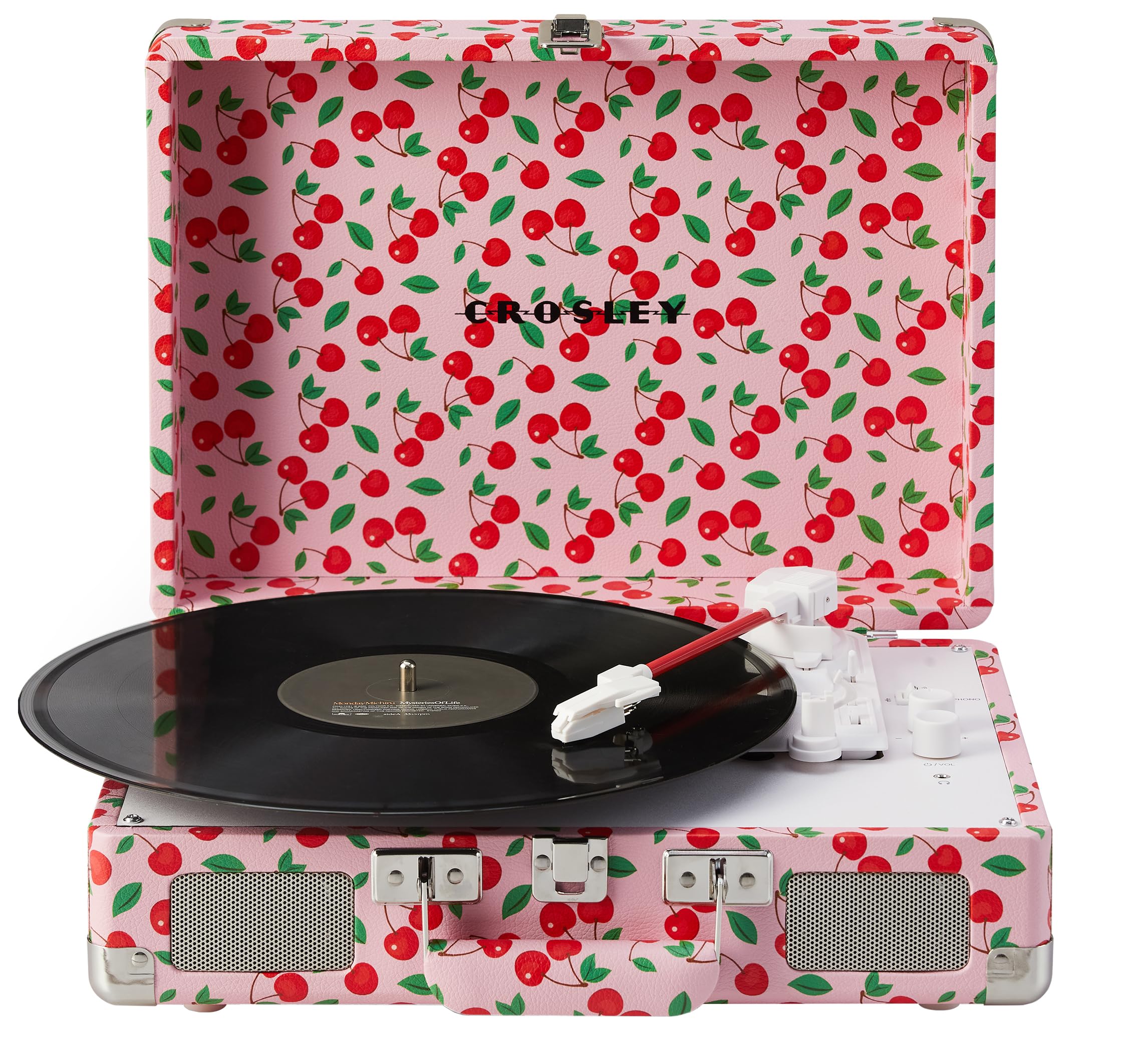 Crosley CR8005F-RC Cruiser Plus Vintage 3-Speed Bluetooth in/Out Suitcase Vinyl Record Player Turntable with Built-in Speakers, 