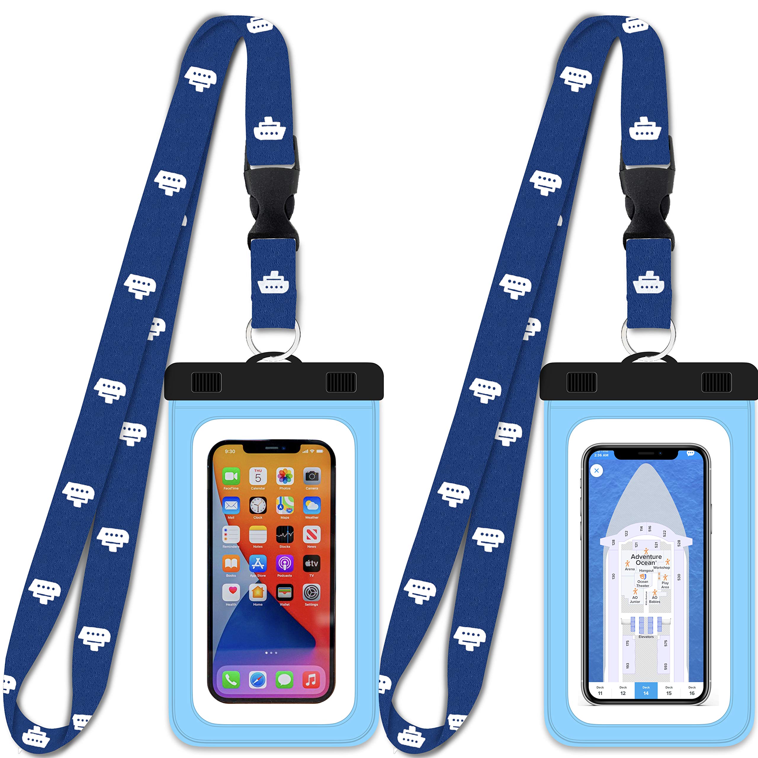 Cruise On Lanyards Waterproof Phone Pouch Dry Case w/Touch Screen for iPhone 15 14 13 12 11 Pro Max XS, Samsung S22+, Pixel 7, F