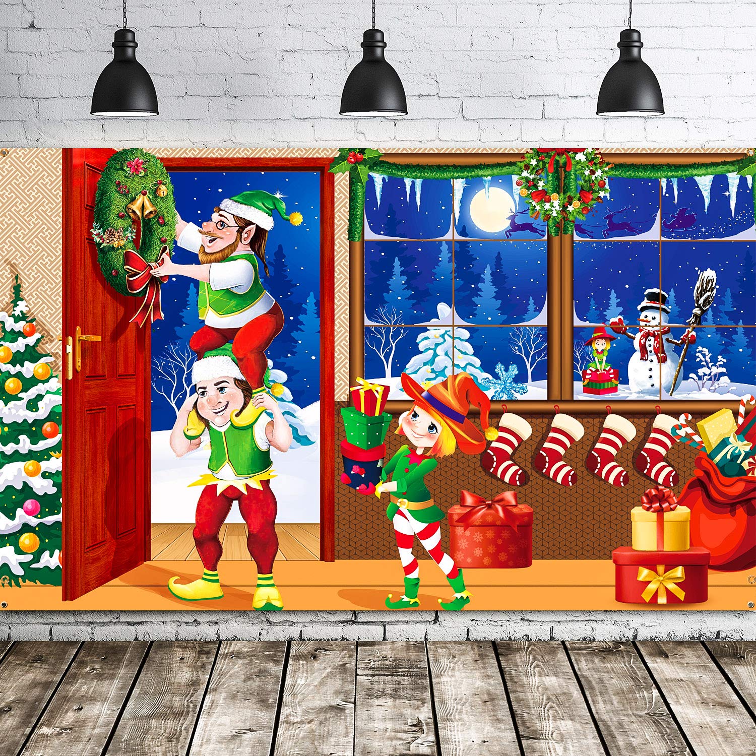 Merry Christmas Backdrop Scene Setters Banner Welcome Winter Snow Decorative Xmas Background For Wall Decoration Christmas Party