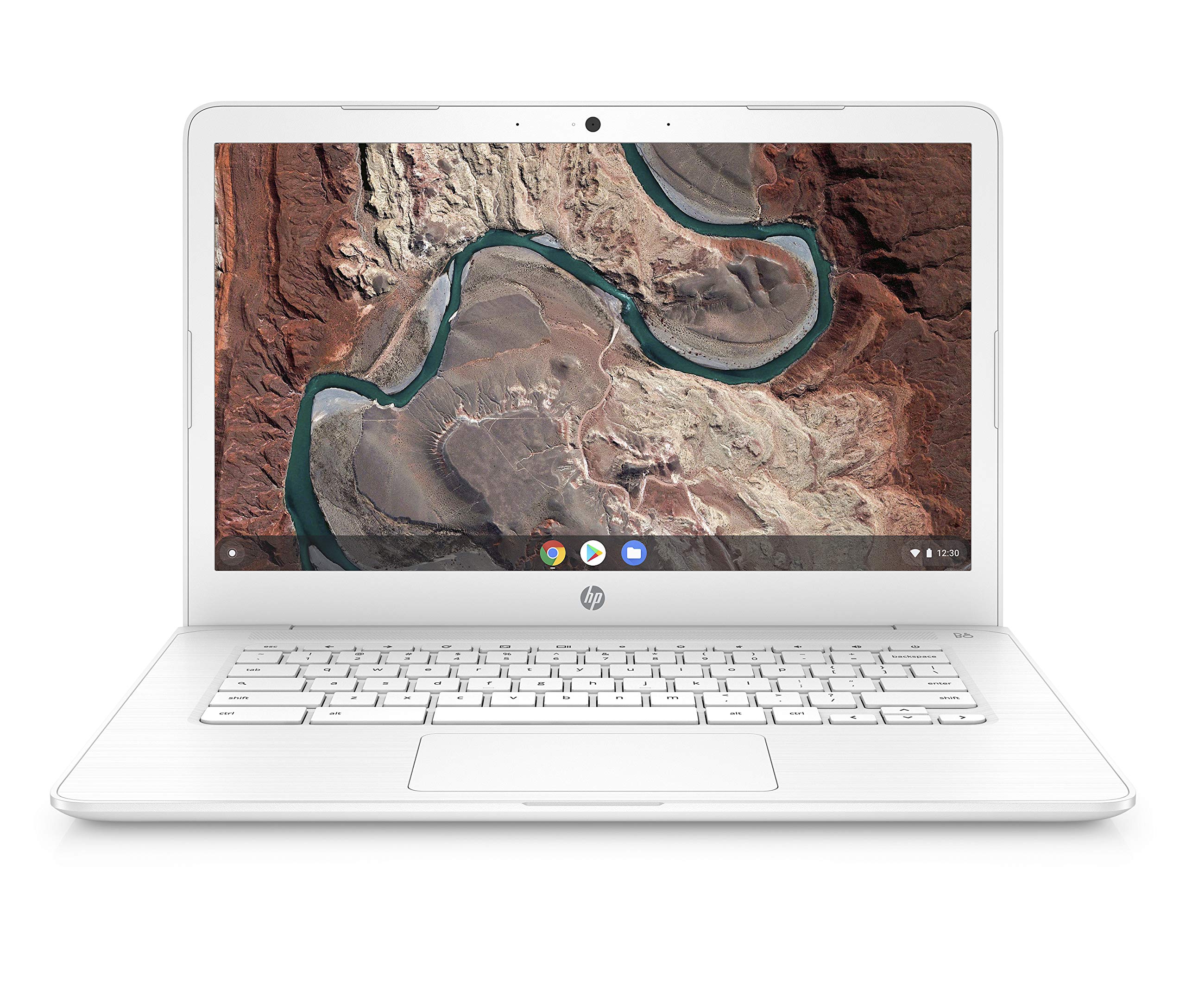 HP Chromebook 14 Inch Laptop with 180 Degree Hinge, Full HD Screen, AMD Dual Core A4 9120 Processor, 4 GB SDRAM, 32 GB eMMC Storage, Chrome OS (14 db0050nr, Snow White)