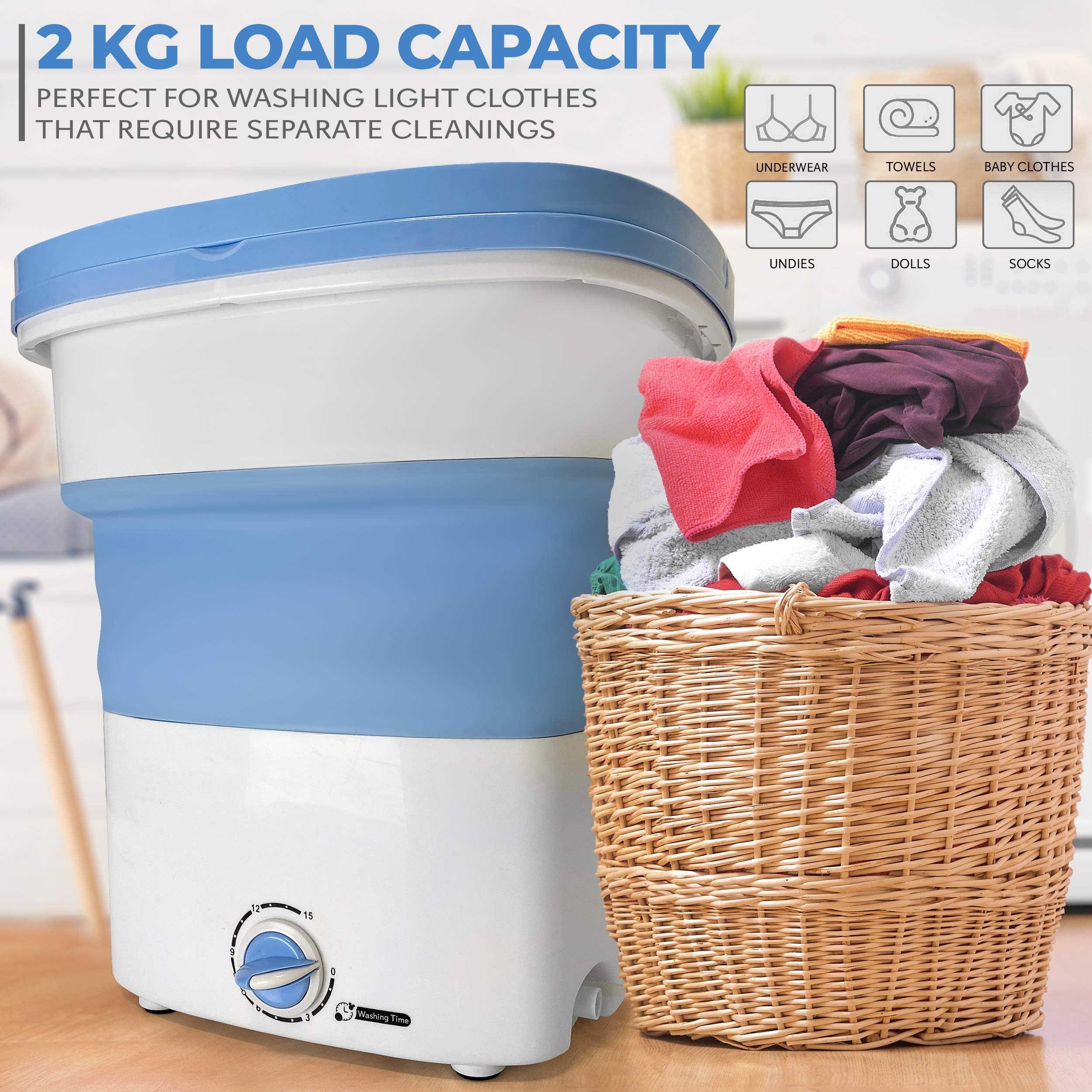 Pyle Portable Mini Washing Machine Lightweight Collapsible Bucket   Perfect For Camping, Travelling, Apartment, Dorm Usa Brand
