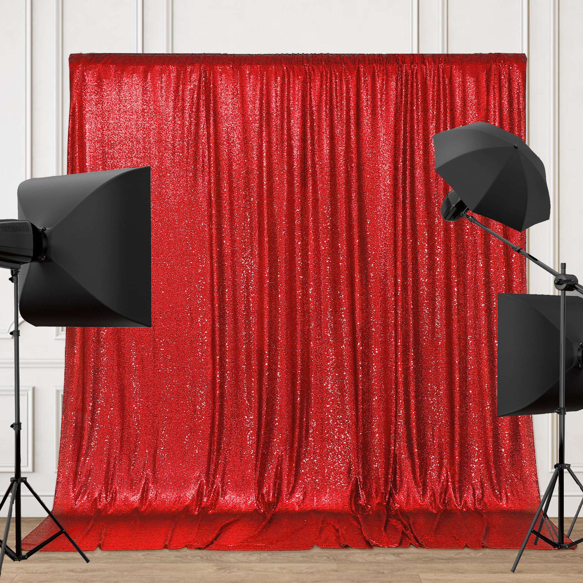 Partydelight Red Sequin Backdrop Photography Christmas Backdrop, 6Ft X 8Ft