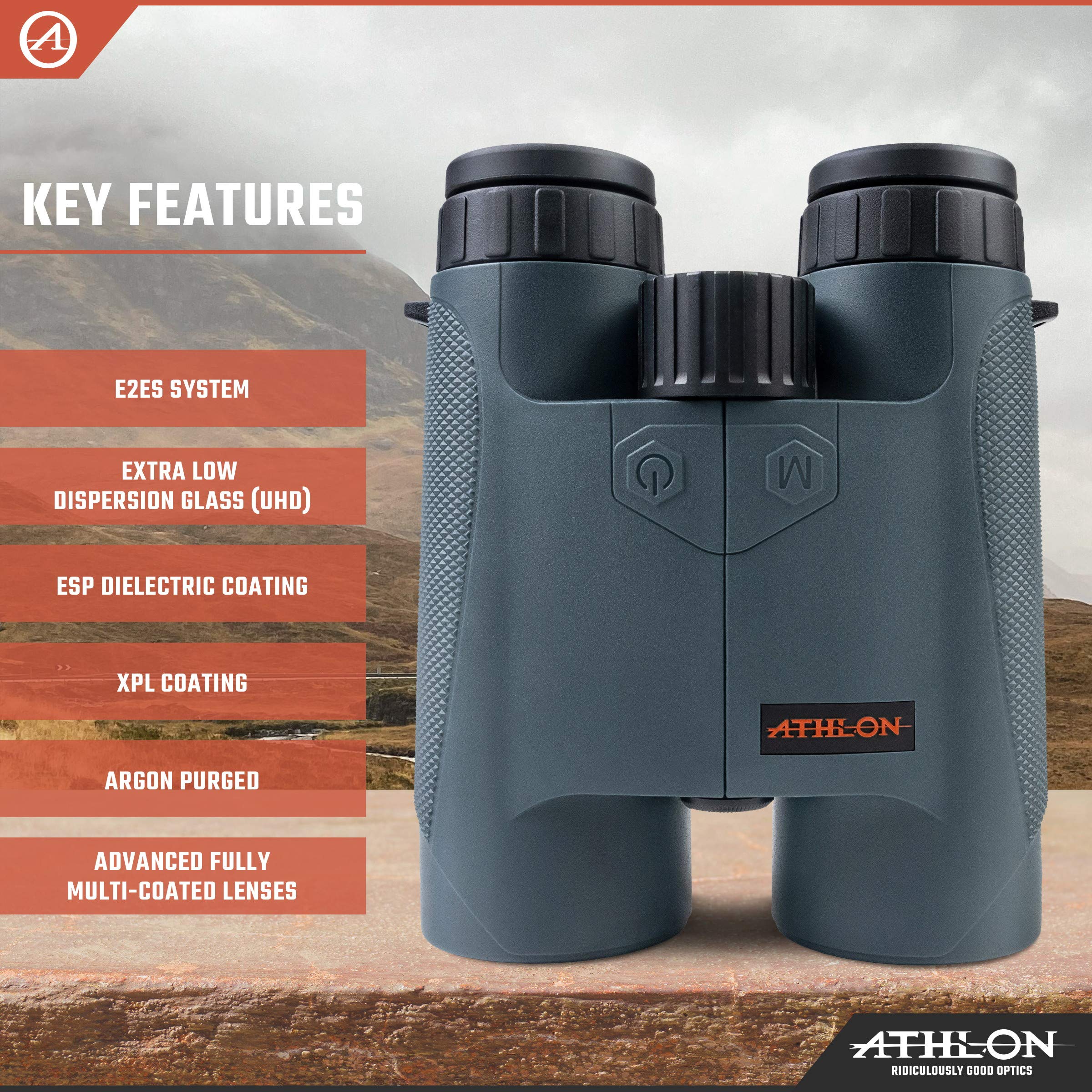 Athlon Optics 10X50 Cronus Uhd Laser Rangefinder Black Binoculars With Eye Relief For Adults, High-Powered Binoculars For Huntin