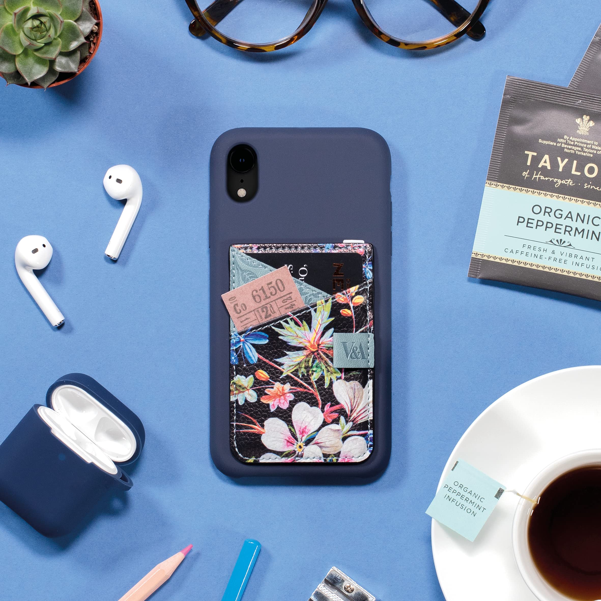 If V & A Bookaroo Phone Pocket Kilburn Black Floral,One Size