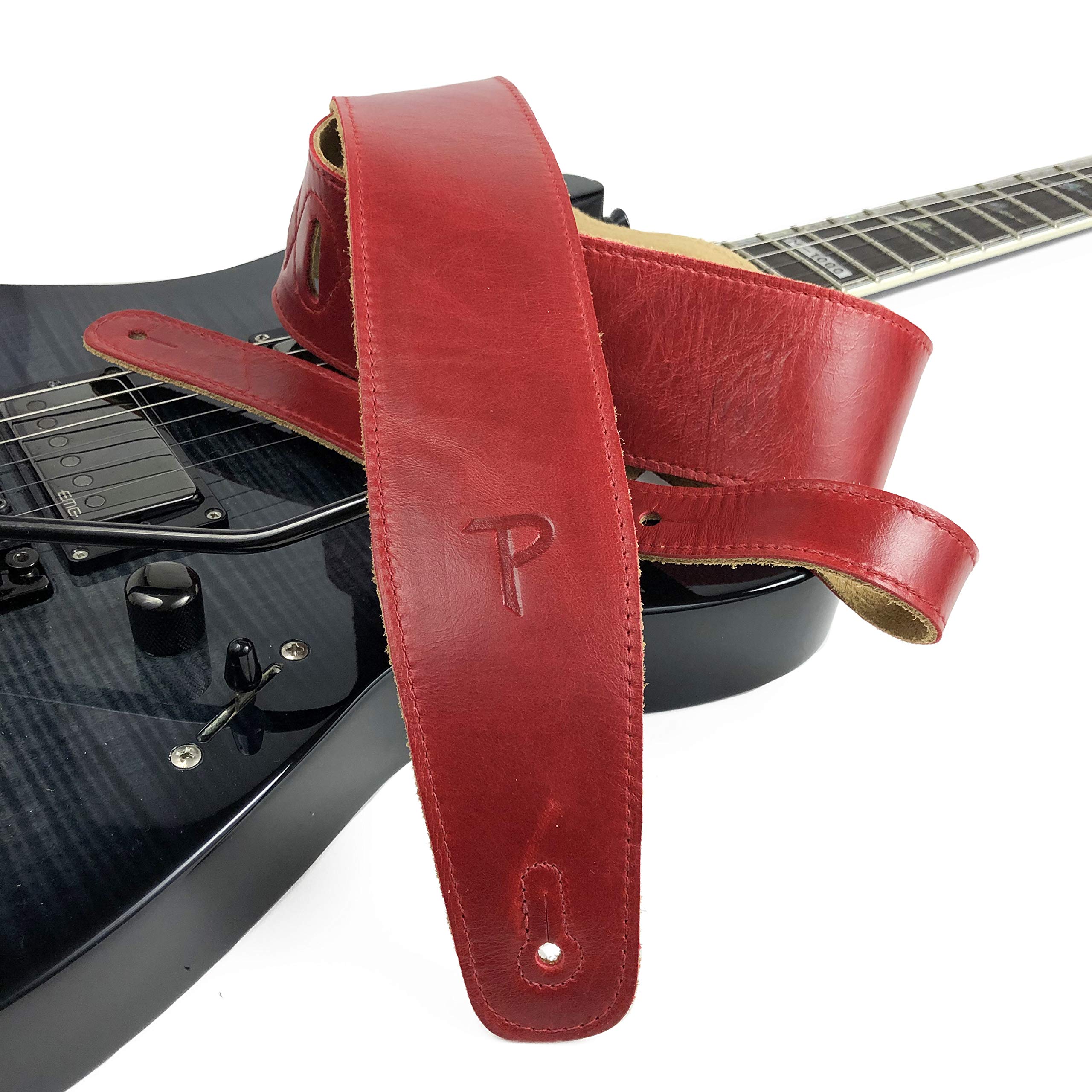 Perri'S Leathers, Leather Guitar Strap With Super Soft Suede Backing, Cherry Red, Anti Slip, Classic, Suitable For Each Level, A