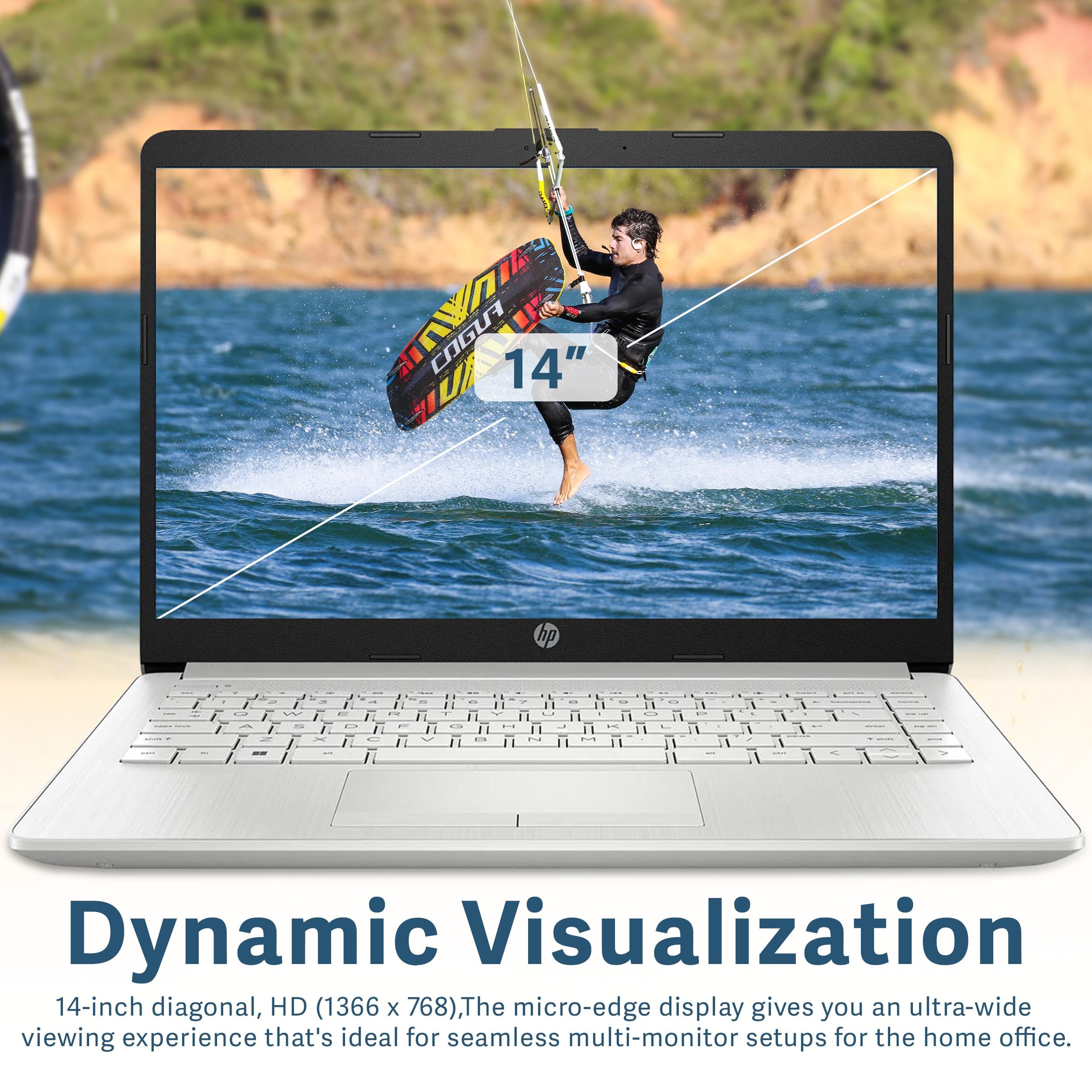 Hp Premium Stream 14'' Hd Laptop, Intel Celeron N4120 Processor, 8Gb Ram, 64Gb Emmc, Intel Uhd Graphics 600, Hd Camera, Wifi 5,