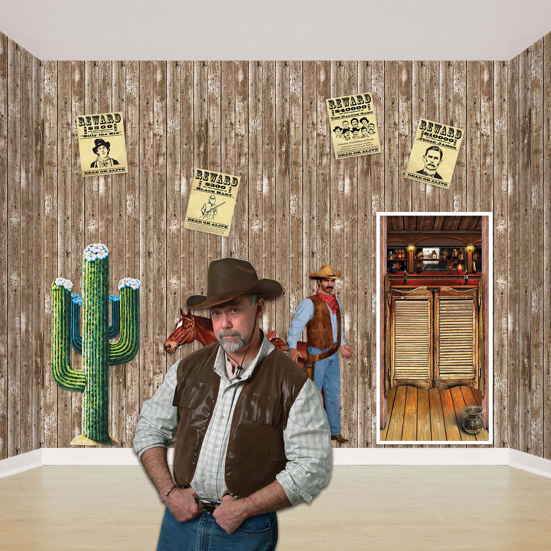 Beistle Western Barn Siding Wall Backdrop, 4??X 30??  Rustic Farm Backdrop, Photo Backdrop, Barnyard Background, Weathered Barn