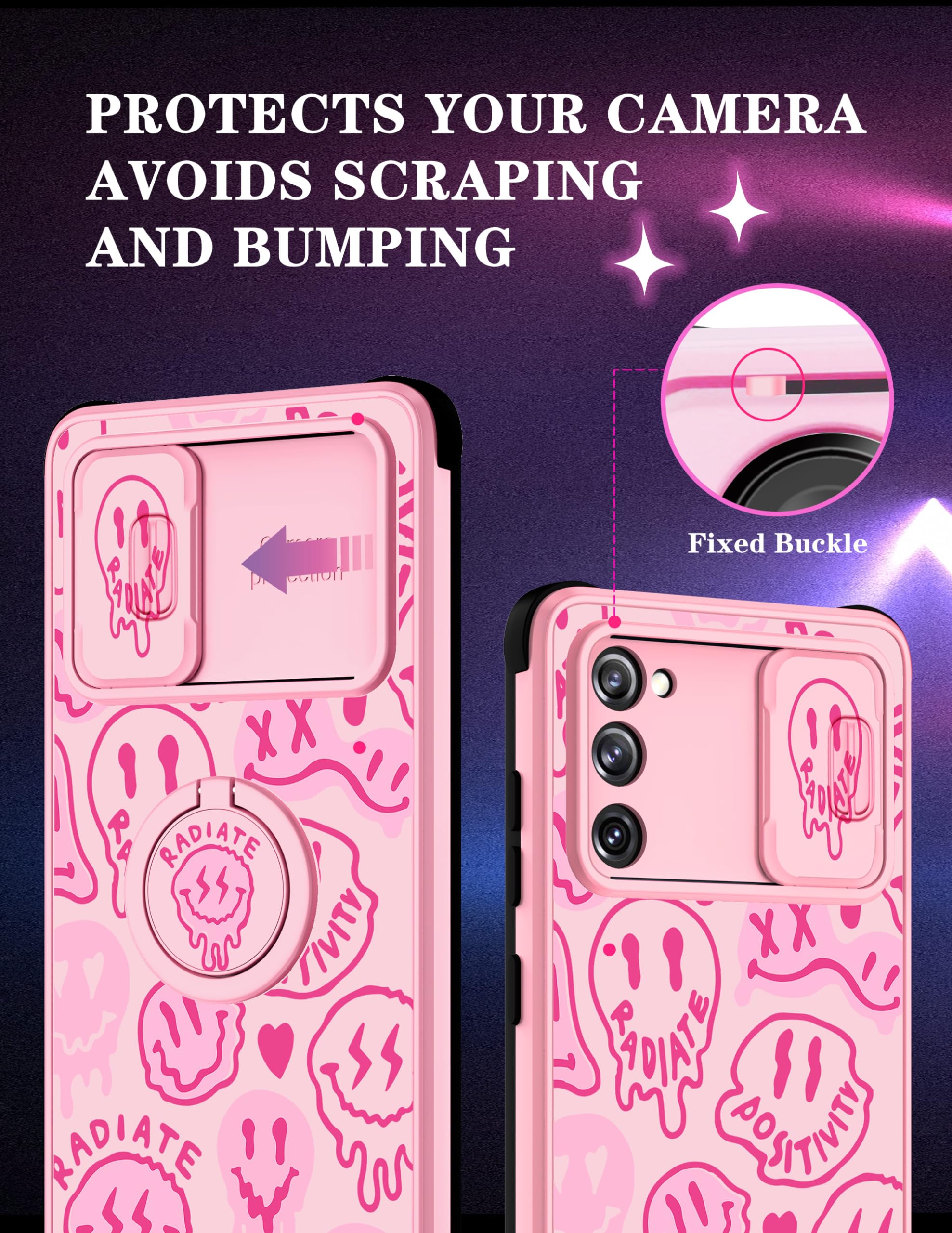 Goocrux For Samsung Galaxy S20 Fe 5G Case Cute For Women Girls Phone Cover Fashion Design With Slide Camera Cover And Ring Holde