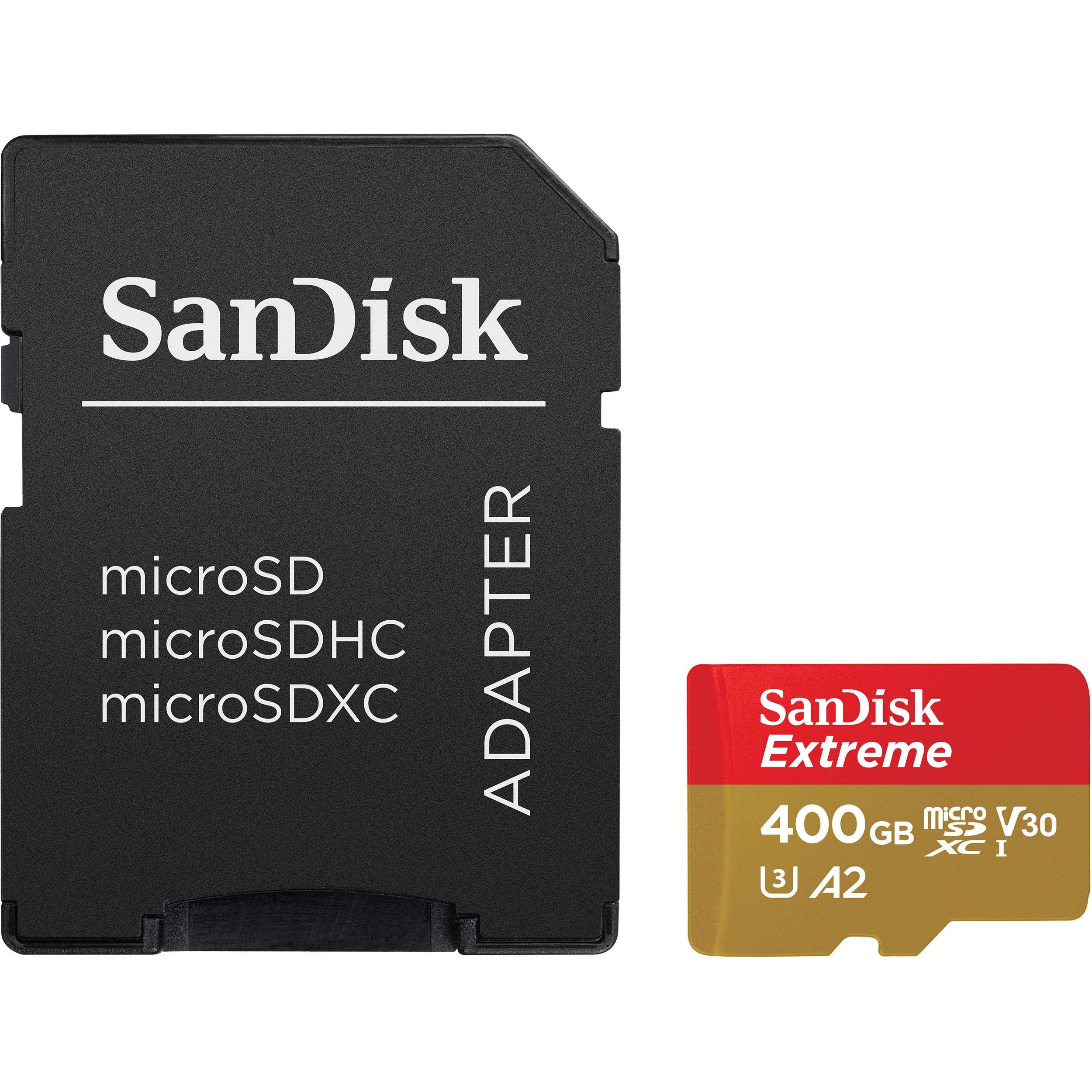 Sandisk 400Gb Extreme Microsdxc Uhs I Memory Card With Adapter   Up To 160Mb/S, C10, U3, V30, 4K, A2, Micro Sd   Sdsqxa1 400G Gn