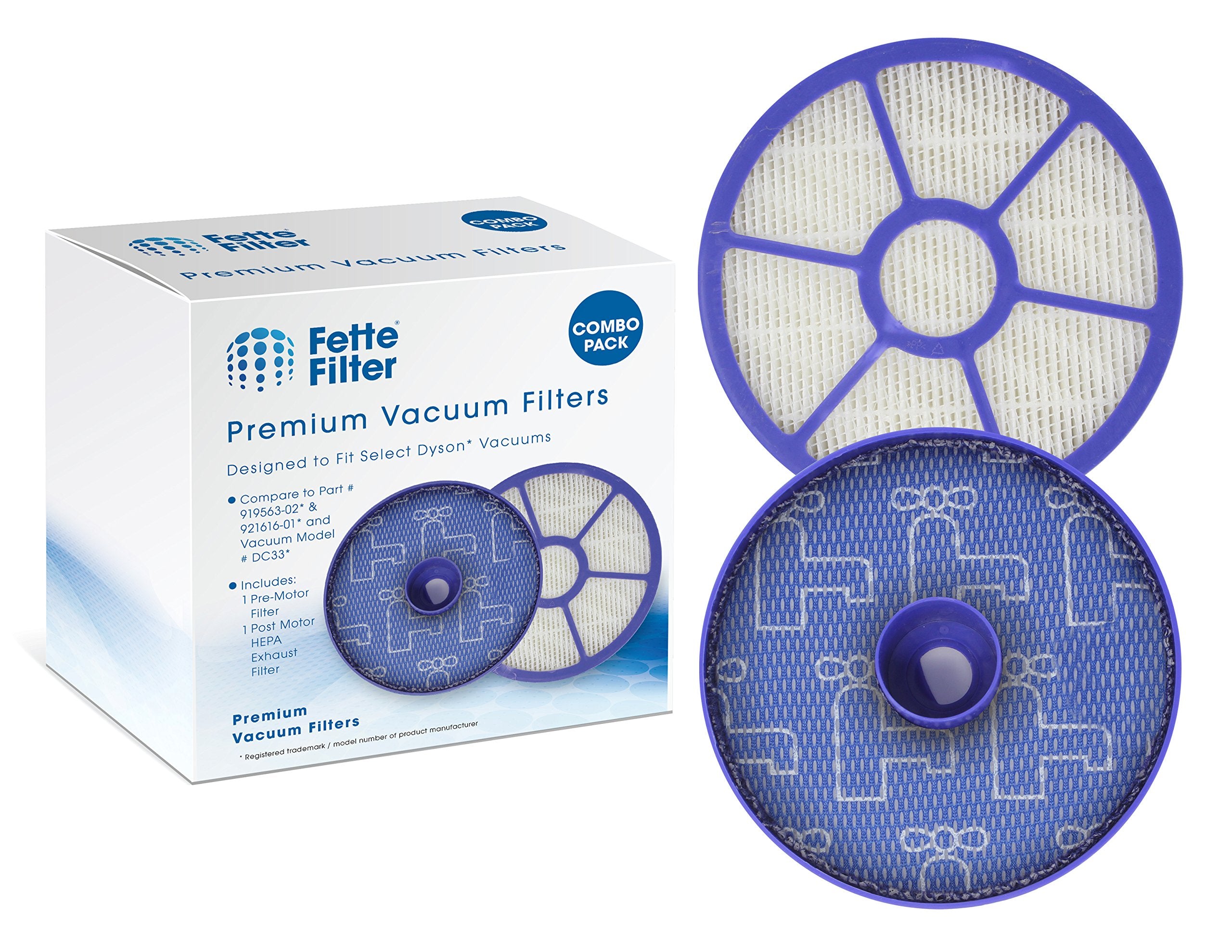 Fette Filter 1 Pre Motor Filter & 1 Post Motor Exhaust Hepa Filter Set   Compatible With Dyson Dc33 Multi Floor, Dc33 Total Clea